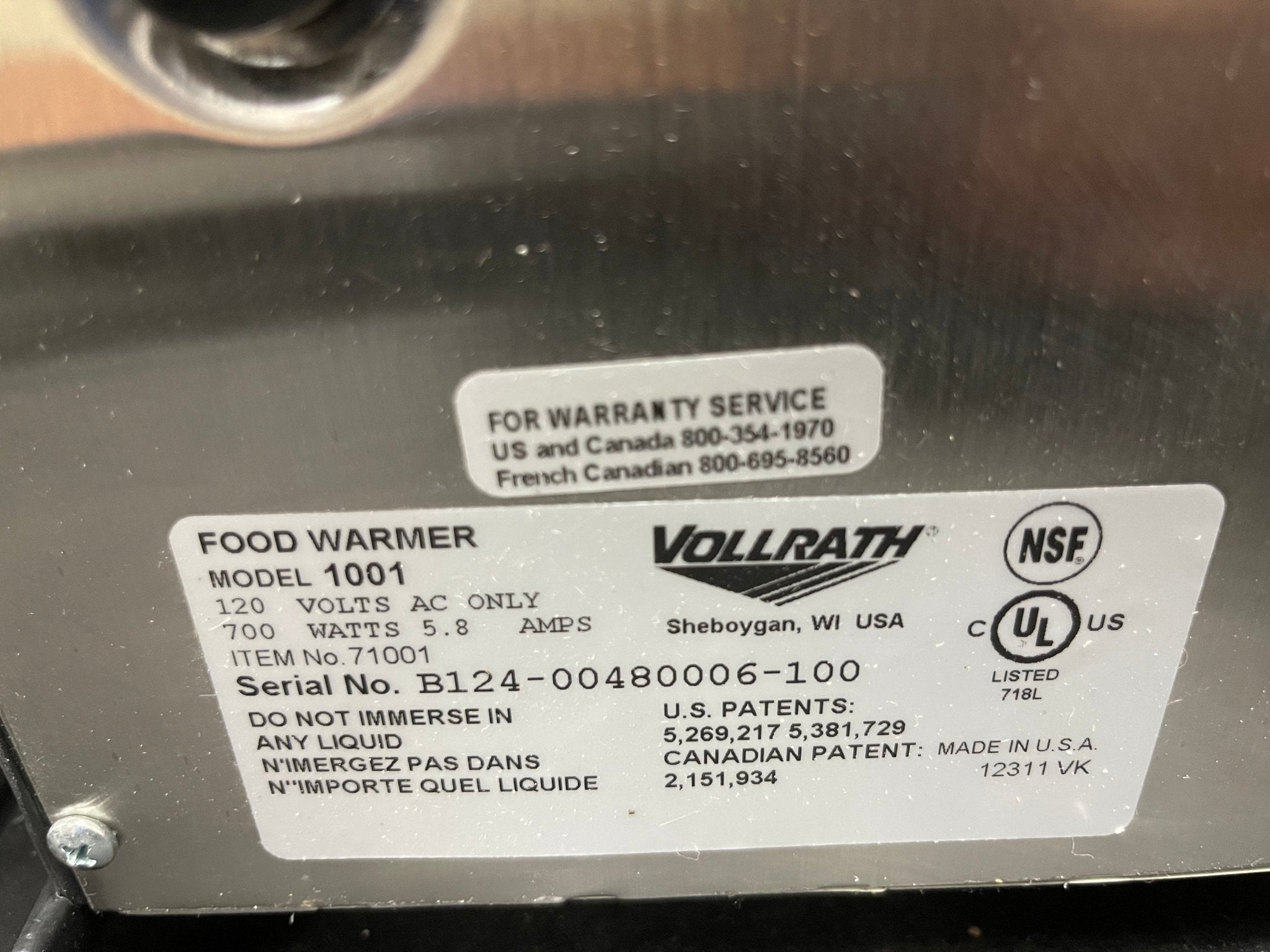 Used Vollrath 71001 Cayenne Full Size Stainless Steel Countertop Warmer 120V - 7