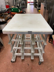 Used New Age 1/2 Size Mobile Can Storage Rack w/Poly Work Top - SS265 - Falcon Restaurant Supply - 1