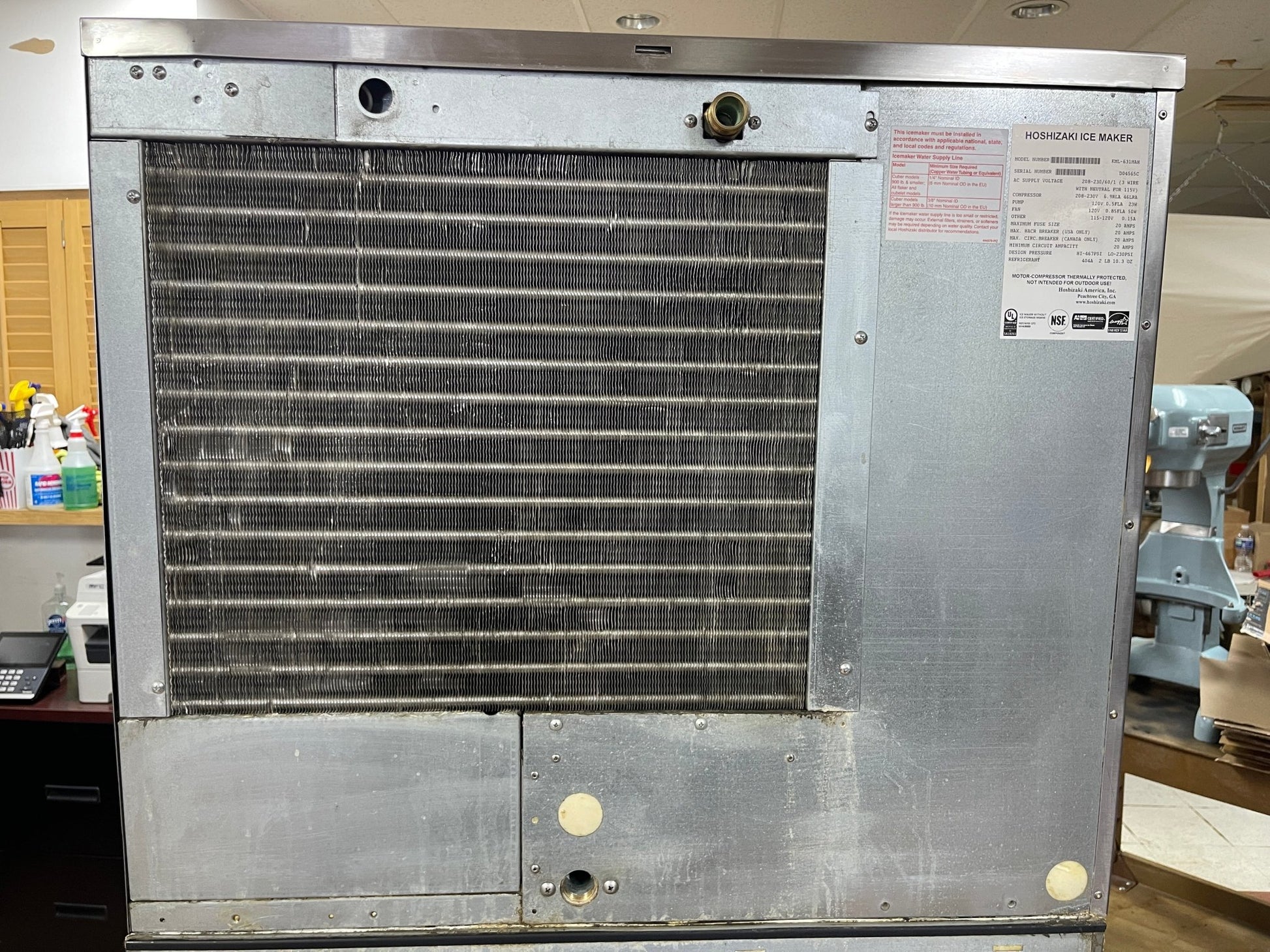 Back panel of an ice making machine
