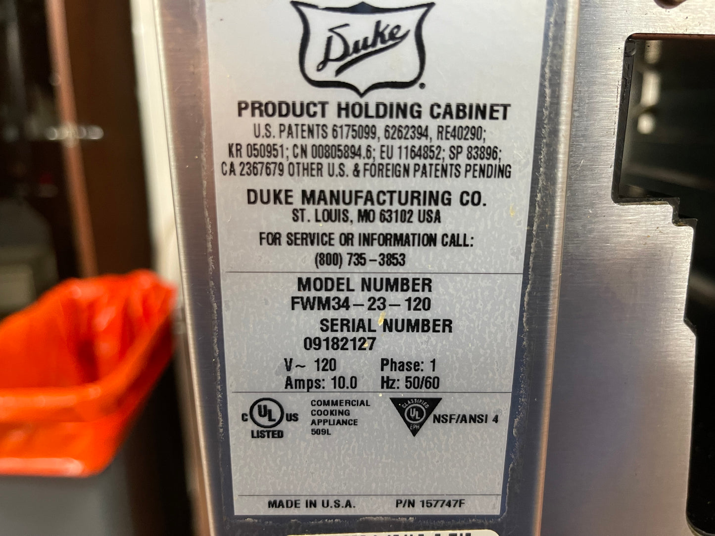 Duke FWM34-23-120 Pass Thru Heated Food Warmer 120V
