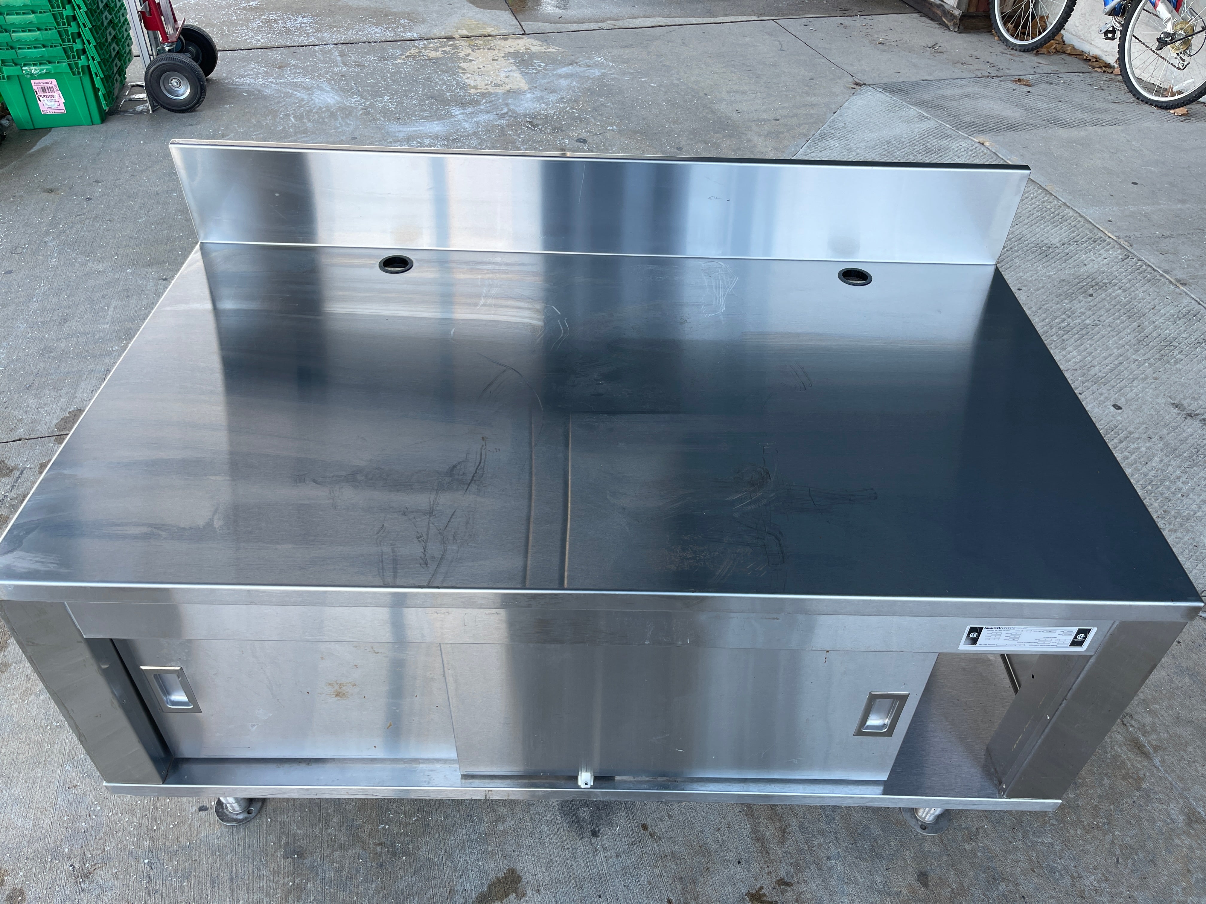 Used 64"X 36" Stainless Equipment Stand with 2 Sliding Doors - SS337
