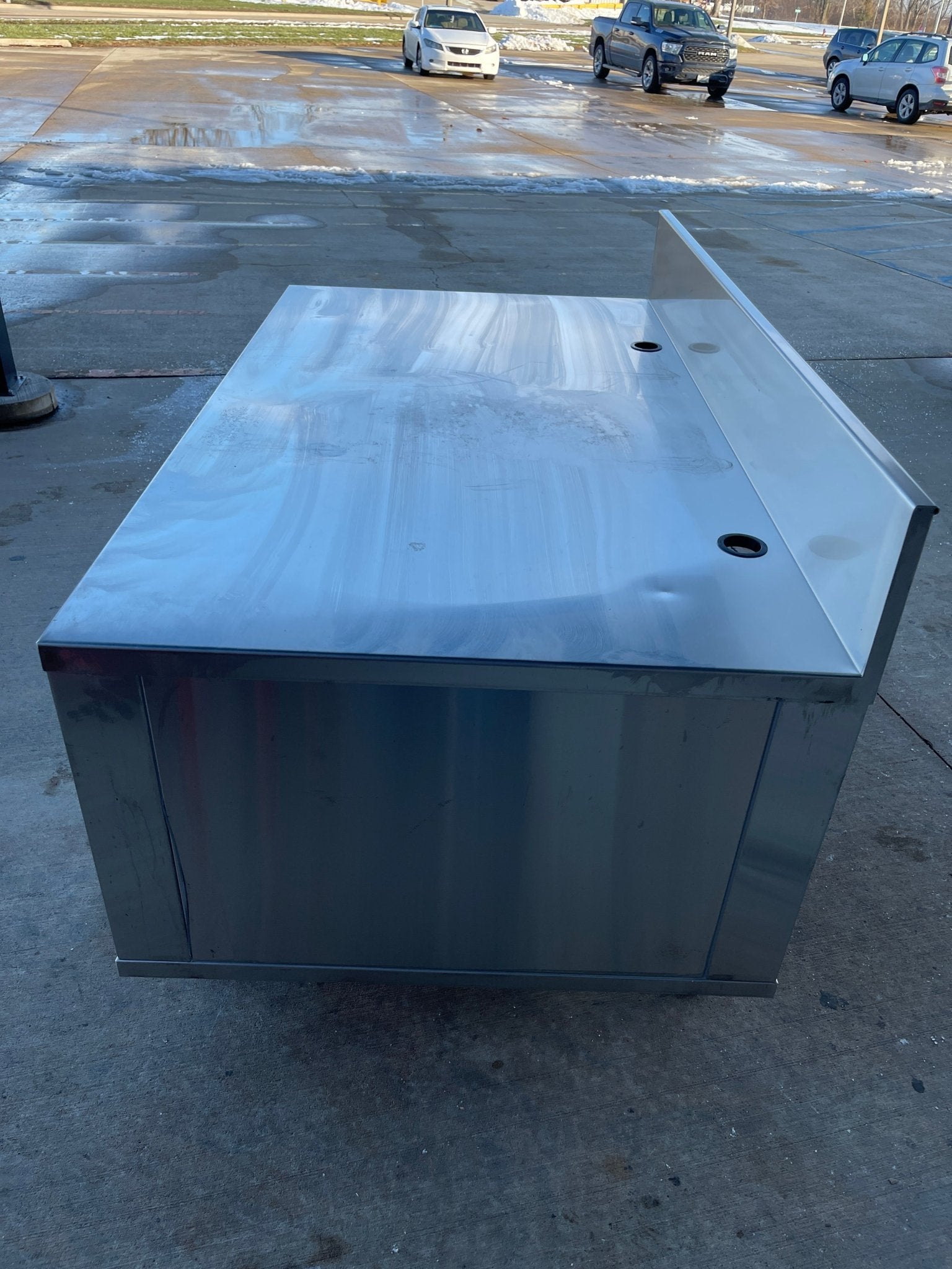 Used 64"X 36" Stainless Equipment Stand with 2 Sliding Doors - SS337 - Falcon Restaurant Supply - 3