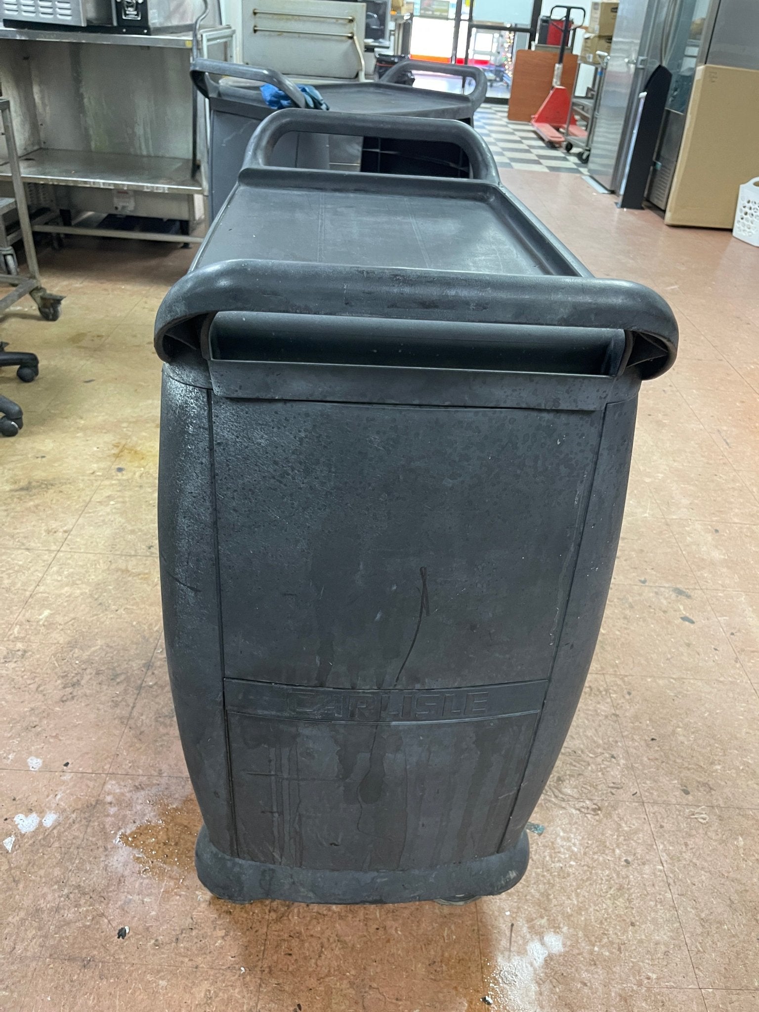 Used Carlisle 3 Shelf Black Utility / Bus Cart 300 lb. Capacity - SS338 - Falcon Restaurant Supply - 2
