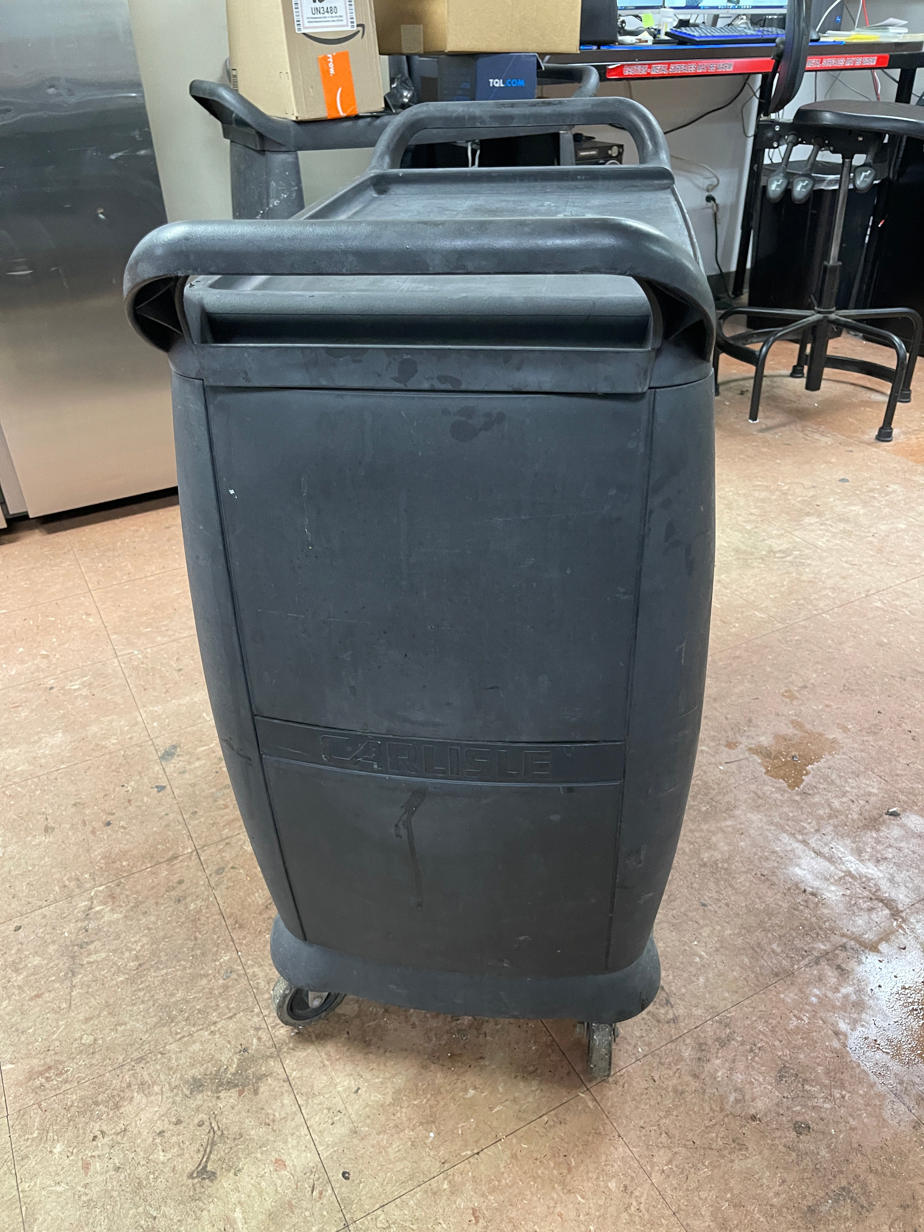 Used Carlisle 3 Shelf Black Utility / Bus Cart 300 lb. Capacity - SS338