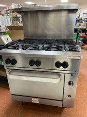Used 36" Vulcan 36S-6BN 6 Burner Range with Standard Oven NG 215,000 BTU