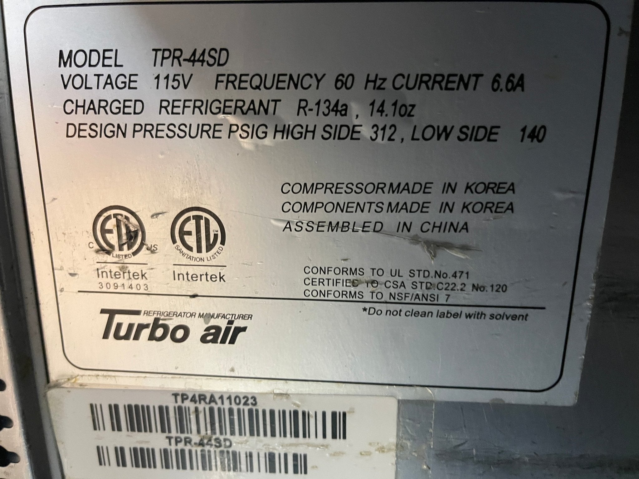 Used 44" Turbo Air TPR - 44SD Super Deluxe Refrigerated Pizza Prep Table 120V - CC - Falcon Restaurant Supply - 11