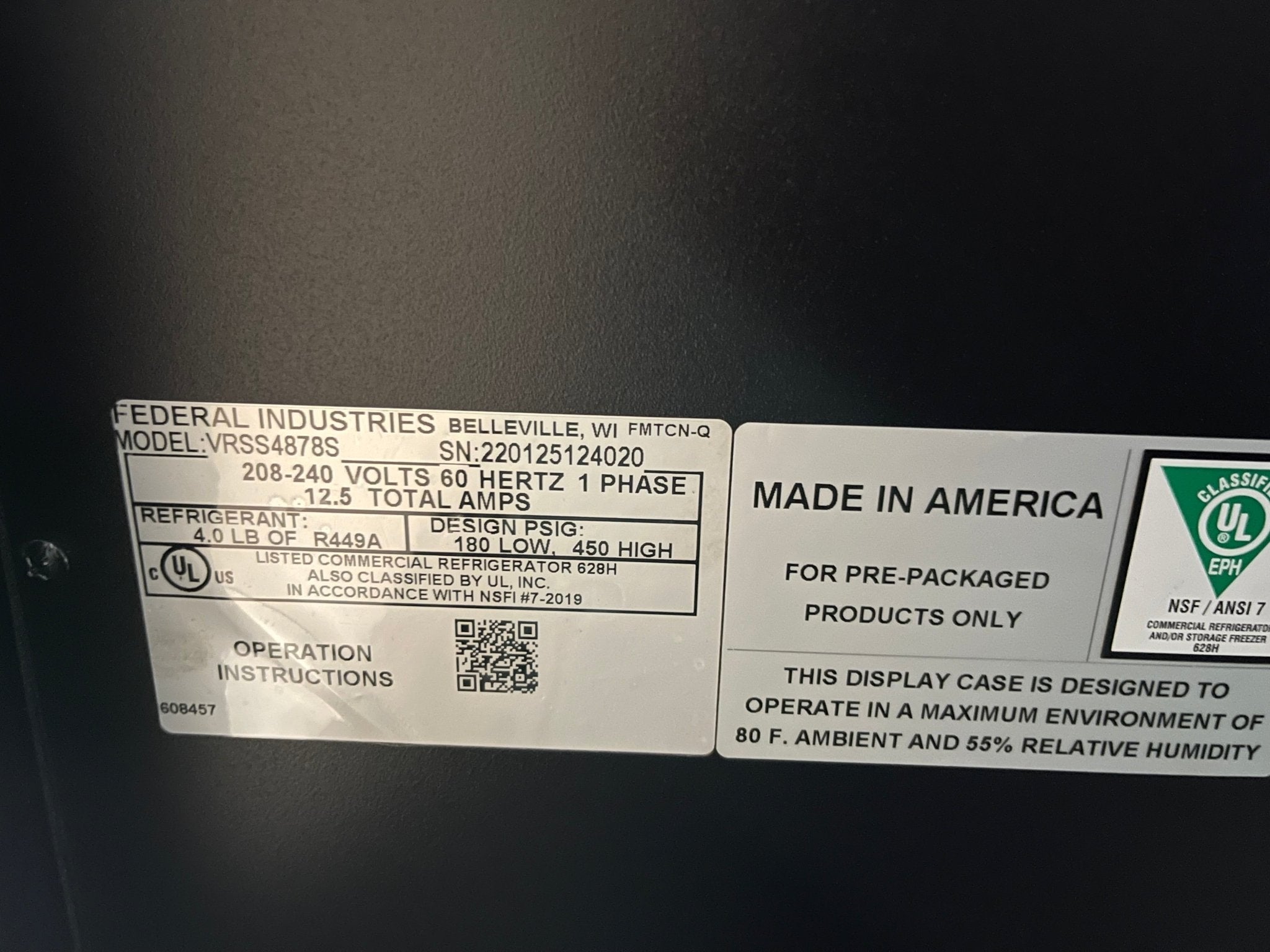 New Federal VRSS - 4878S High Profile Refrigerated Self - Serve Merchandiser 220V - Falcon Restaurant Supply - 9