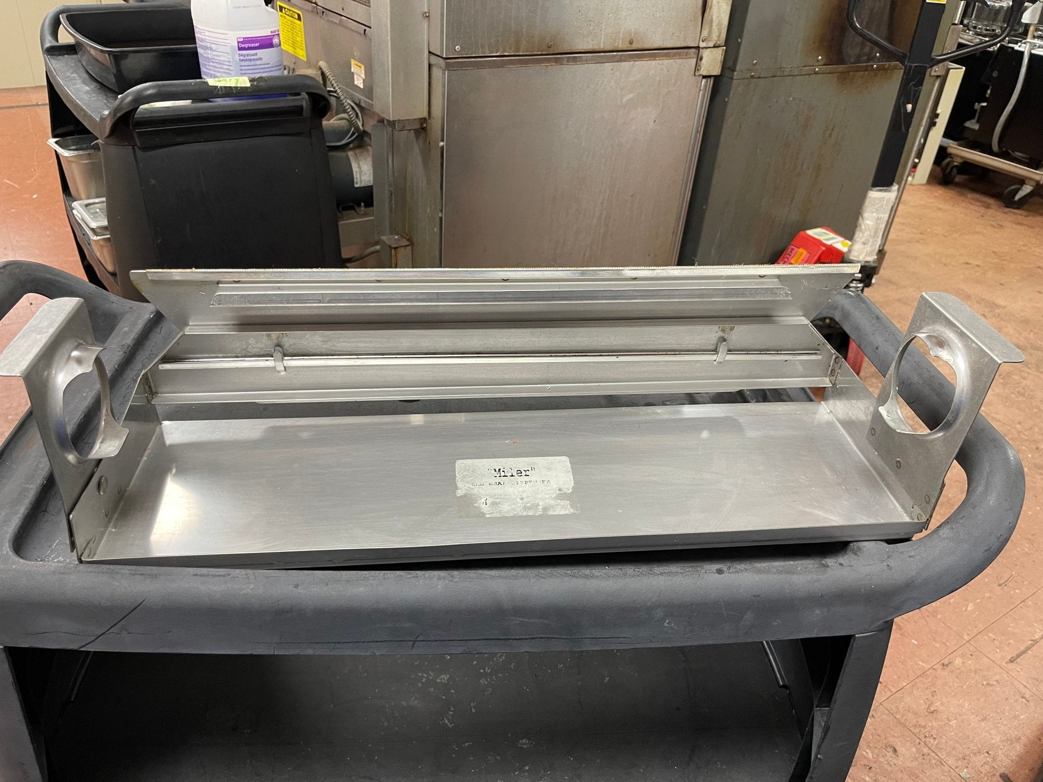 Used Miler stainless steel Miler Wrap Dispenser 24” - Falcon Restaurant Supply - 1
