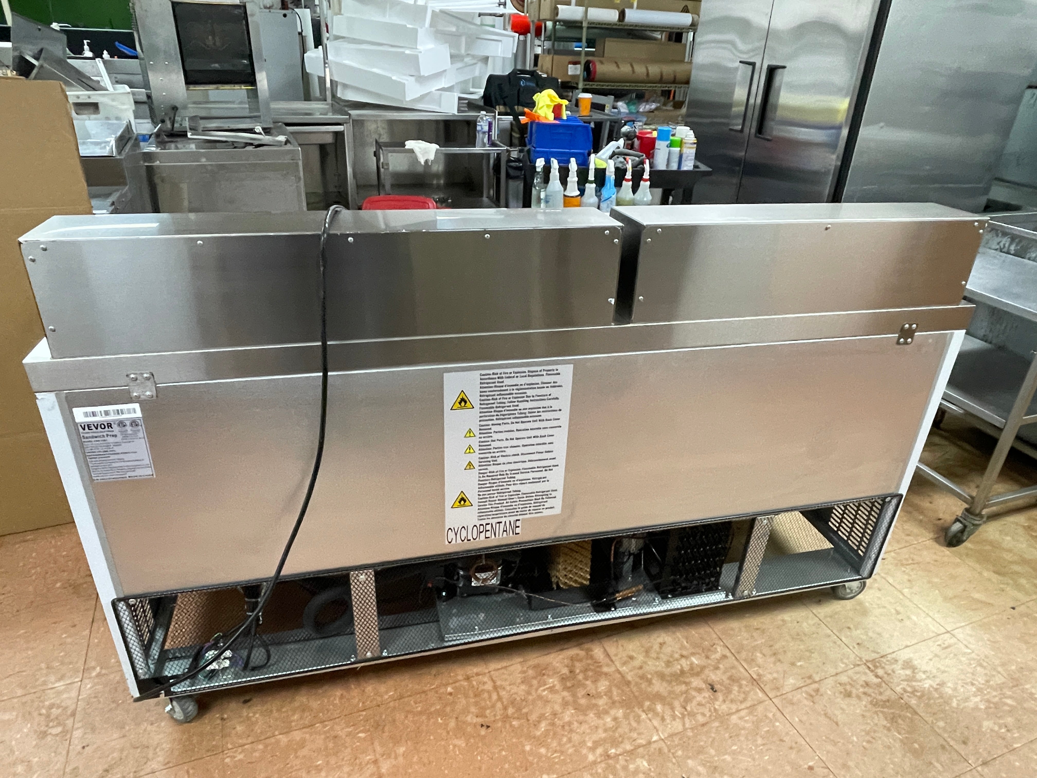 Used 72" Vevor KSR-72B1 Refrigerated Stainless Sandwich Prep Table 115V As Is