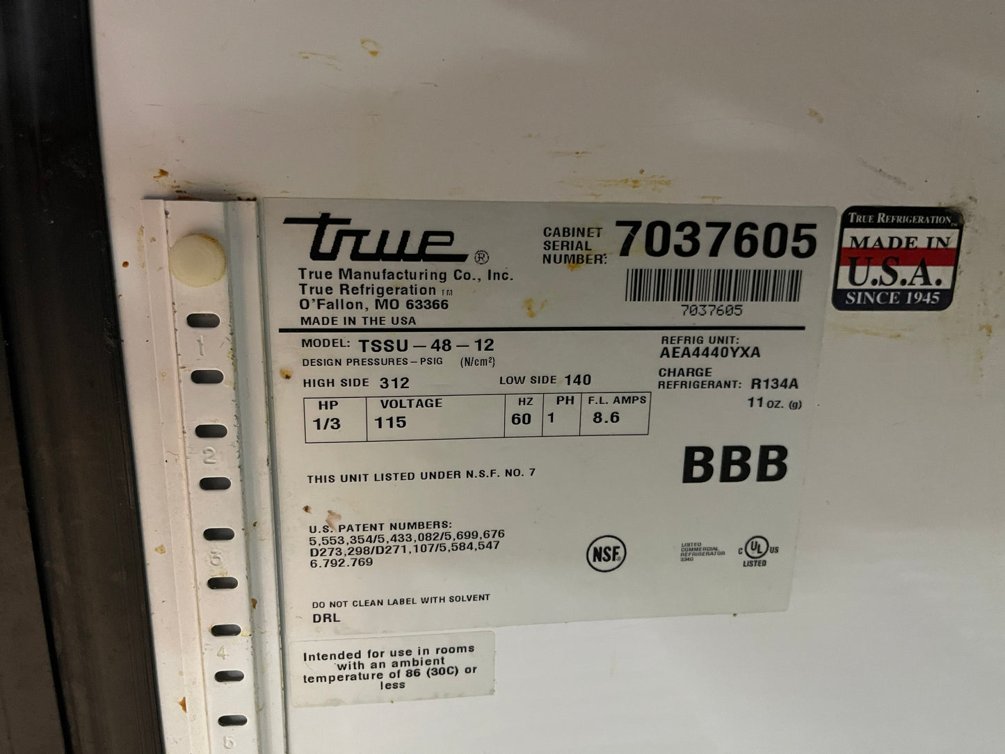 True TSSU-48-12 48" 2 Door Refrigerated Sandwich Prep Table 120V
