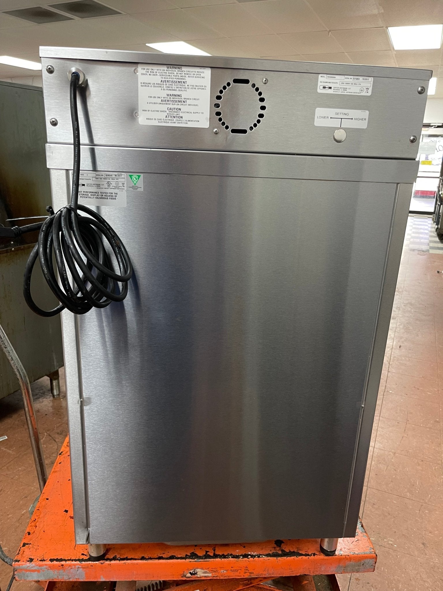 Used Carter - Hoffmann CW2E 22 Gallon Bulk Gravity Feed Chip Warmer 120V - Falcon Restaurant Supply - 3