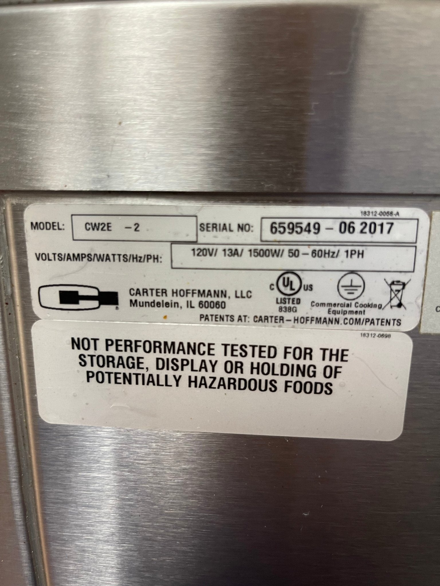 Used Carter - Hoffmann CW2E 22 Gallon Bulk Gravity Feed Chip Warmer 120V - Falcon Restaurant Supply - 10