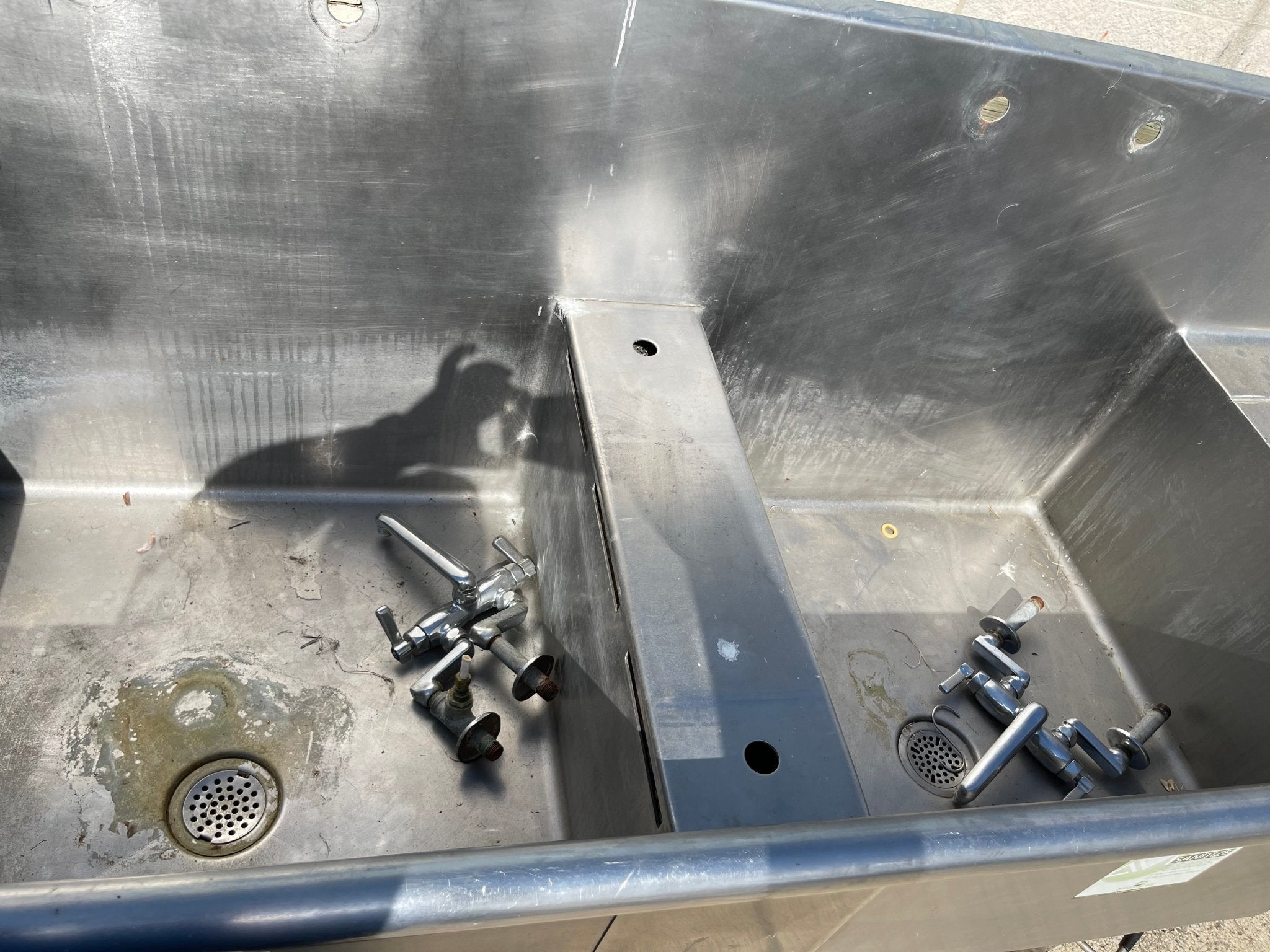 Used 156" Duparquet 3 Compartment Commercial Sink with Twist Drains - SS10 - Falcon Restaurant Supply - 4