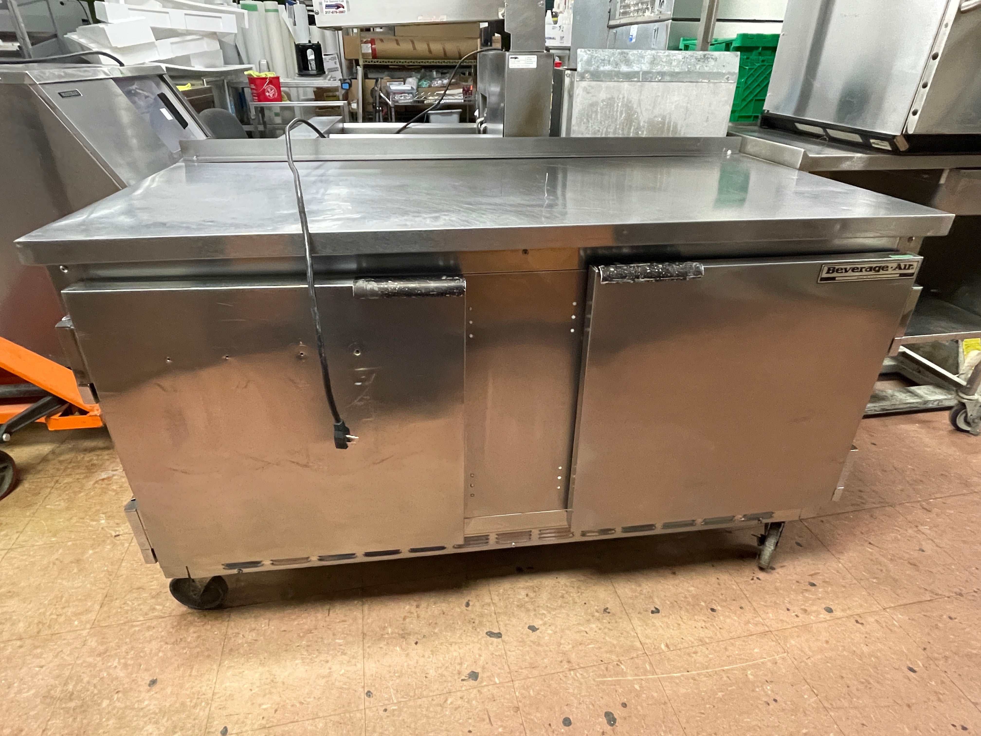 Used 60" Beverage Air WTR60A Worktop Refrigerator with New Compressor 120V