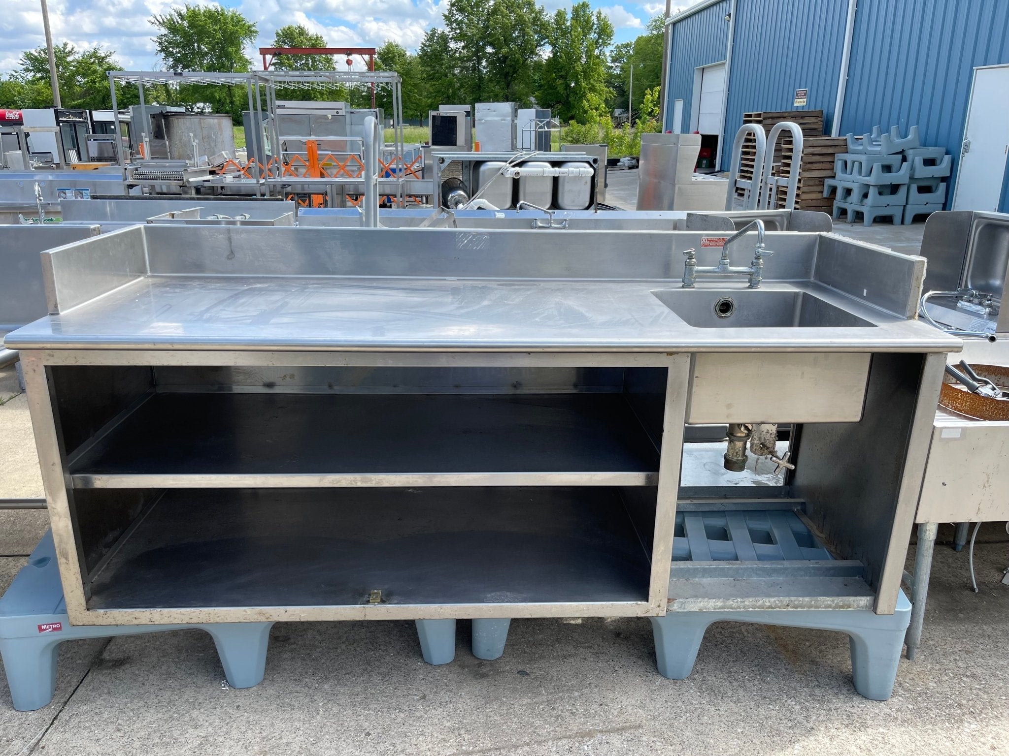 Used 84" 1 Compartment Commercial Sink with Under Counter Storage - SS9 - Falcon Restaurant Supply - 1