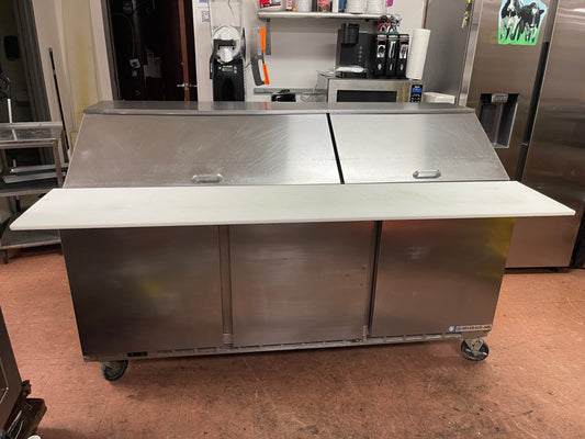 Used Beverage-Air SPE72HC-30M 72" 3 Door Mega Top Refrigerated Prep Table 120V