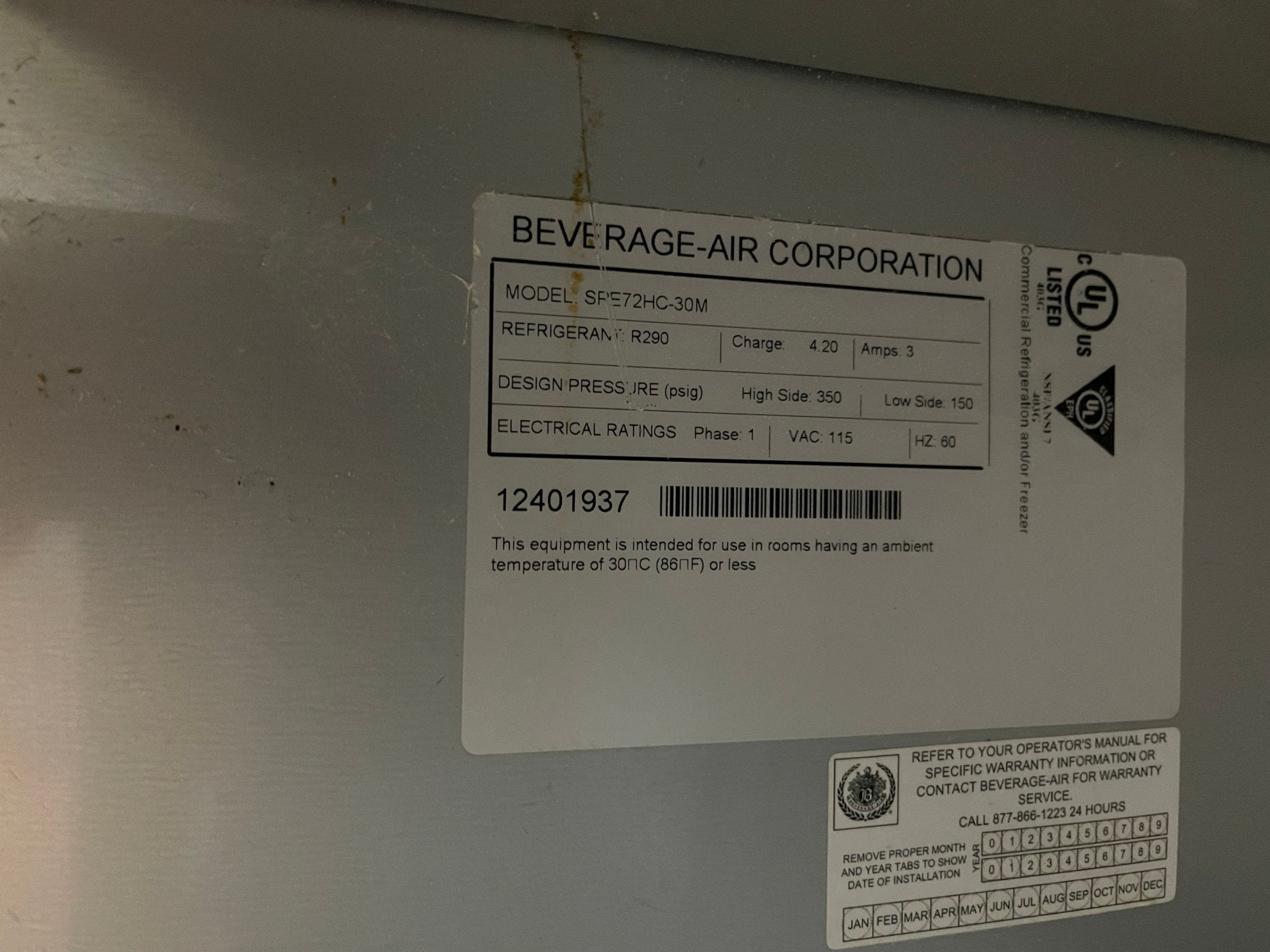 Used Beverage - Air SPE72HC - 30M 72" 3 Door Mega Top Refrigerated Prep Table 120V - Falcon Restaurant Supply - 11