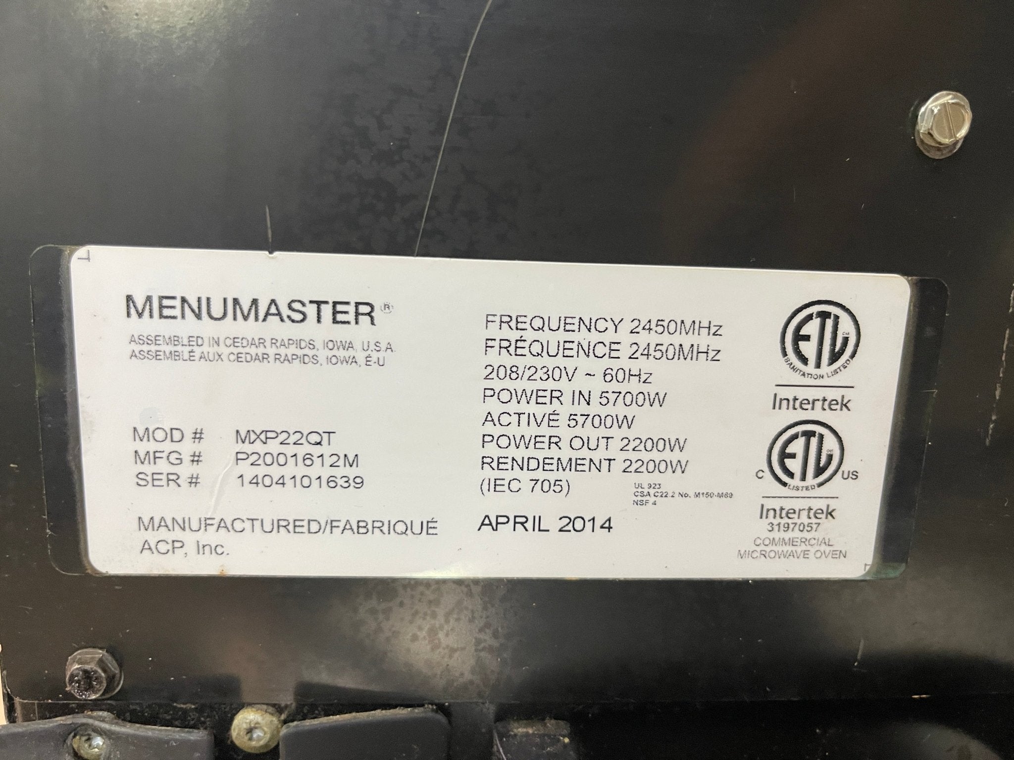 Used 2014 Amana Menumaster MXP22QT Accelerated Oven 220V - 1802Hrs - Falcon Restaurant Supply - 7