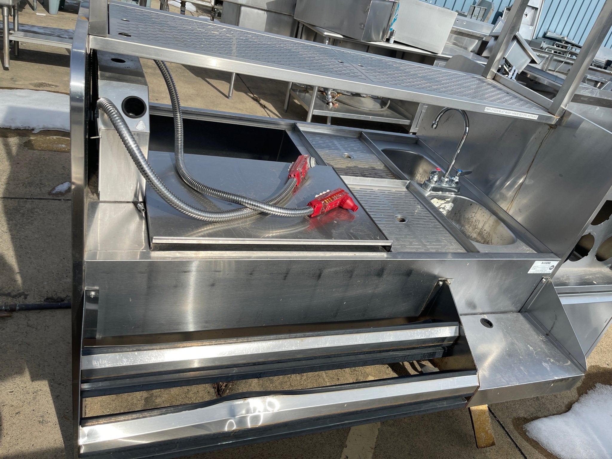 Used Krowne Custom Stainless Cocktail/Drink Station with Sink, Ice Bin and 2 Soda Guns - SS279 - Falcon Restaurant Supply - 1