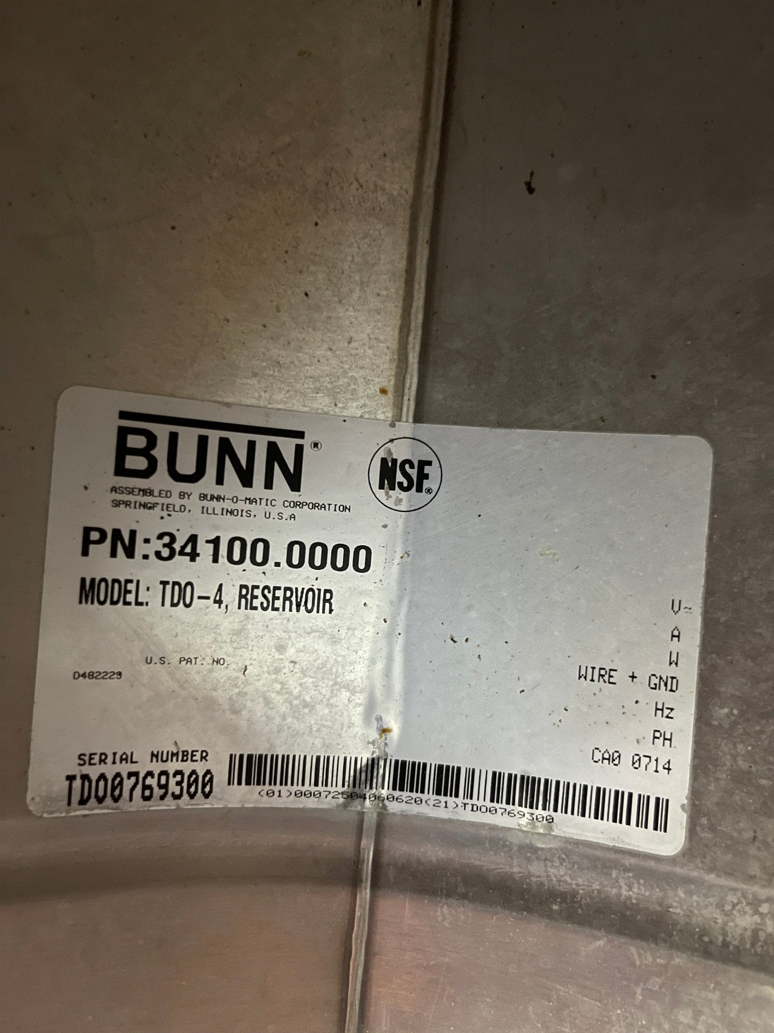 Used Bunn 34100.0000 TDO-4 4 Gallon Iced Tea Dispenser