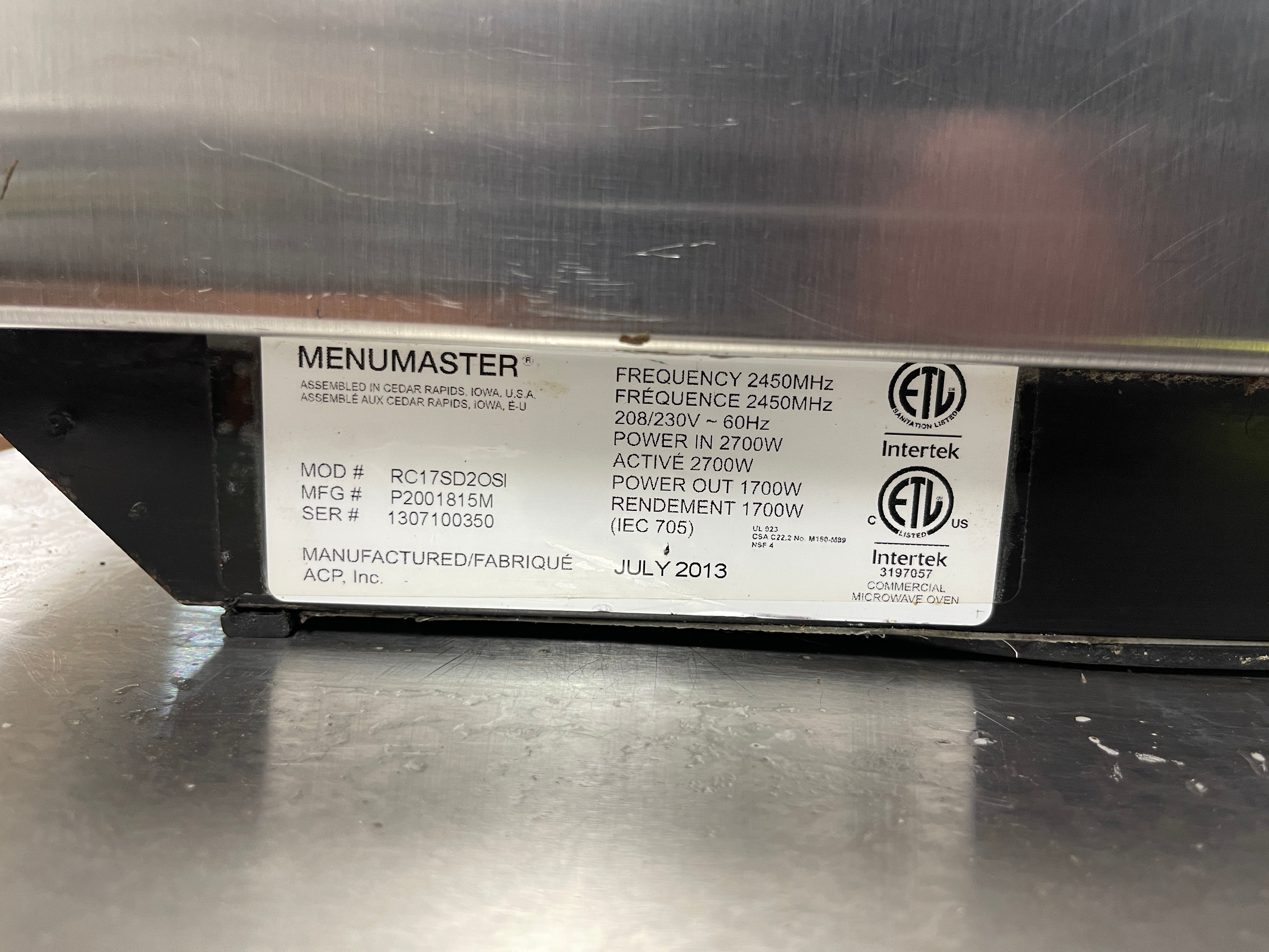 Used Amana RC17SD2OSI Commercial Heavy Volume Microwave 208/230V 1700W - RK