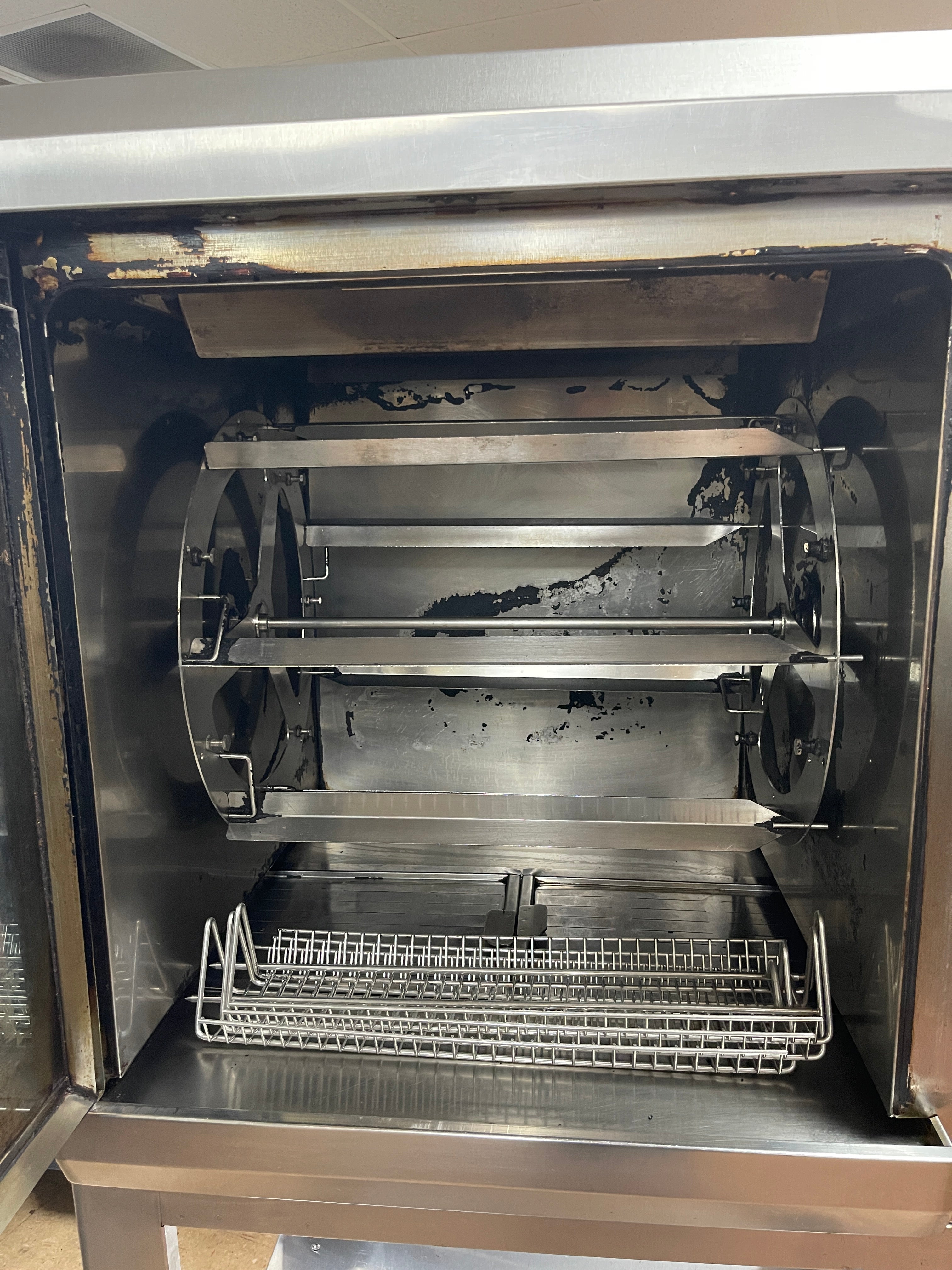 Used Hobart KA7EM-208S Electric Rotisserie Oven with Stand and Casters 208V 3/1 PH