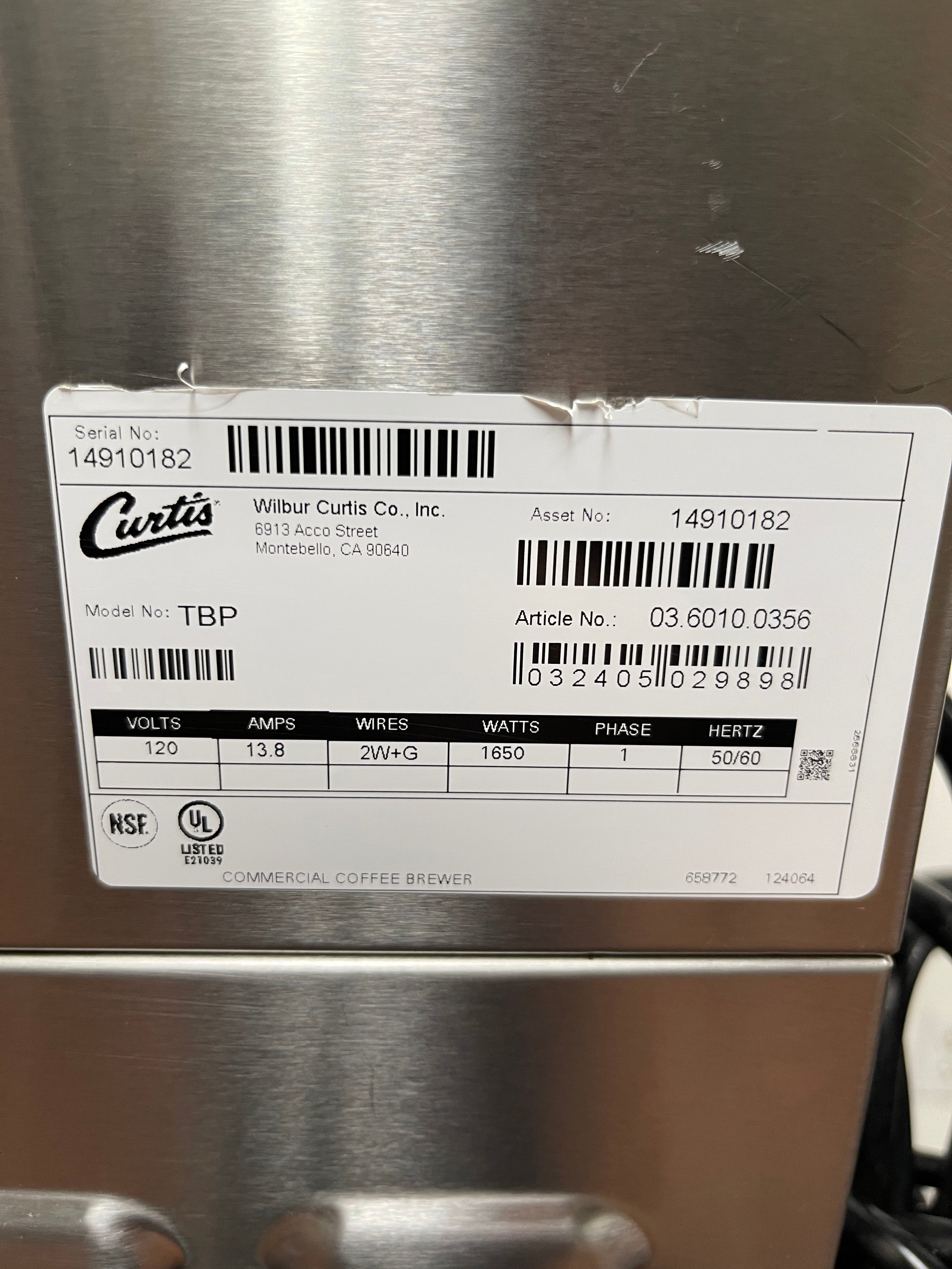 Used Curtis TBP 3 Gallon Low Profile Universal Tea Brewer with Dispenser - 120V - BH