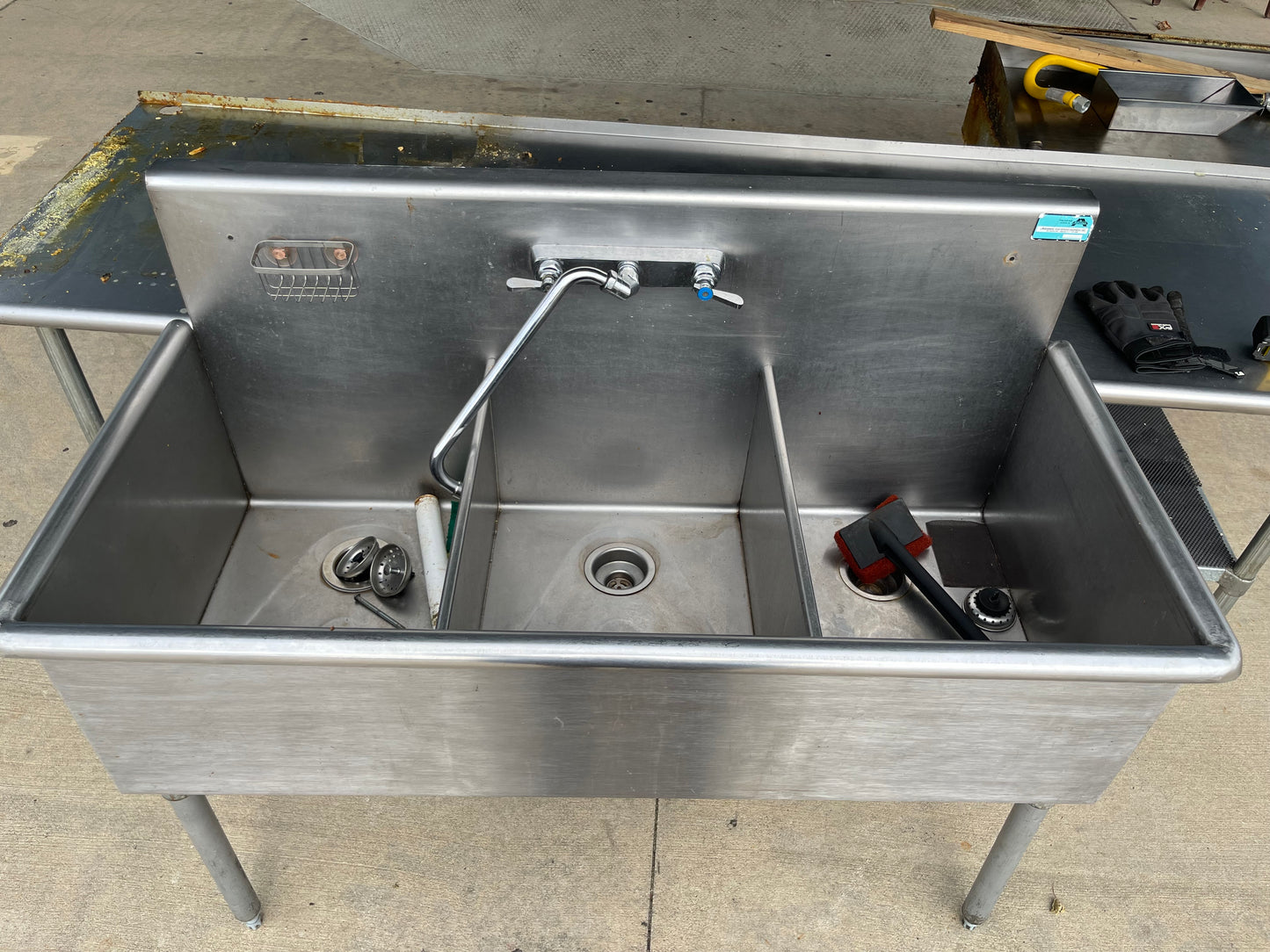 51" Stainless Steel Commercial 3 Compartment Sink with Faucet - JS - SS8