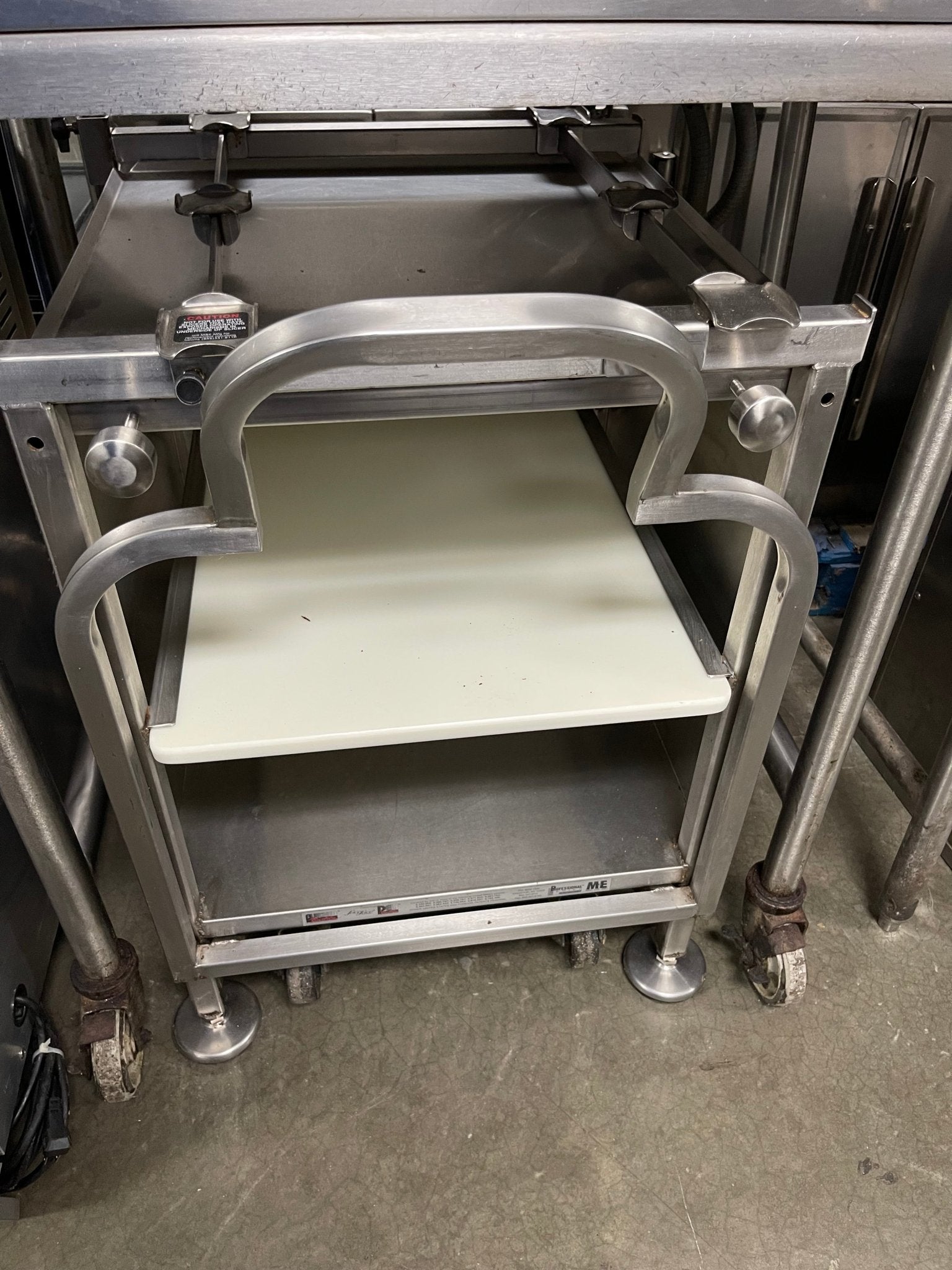 Used M&E Deli Buddy Mobile Stainless Steel Deli Slicer Cart - Falcon Restaurant Supply - 1