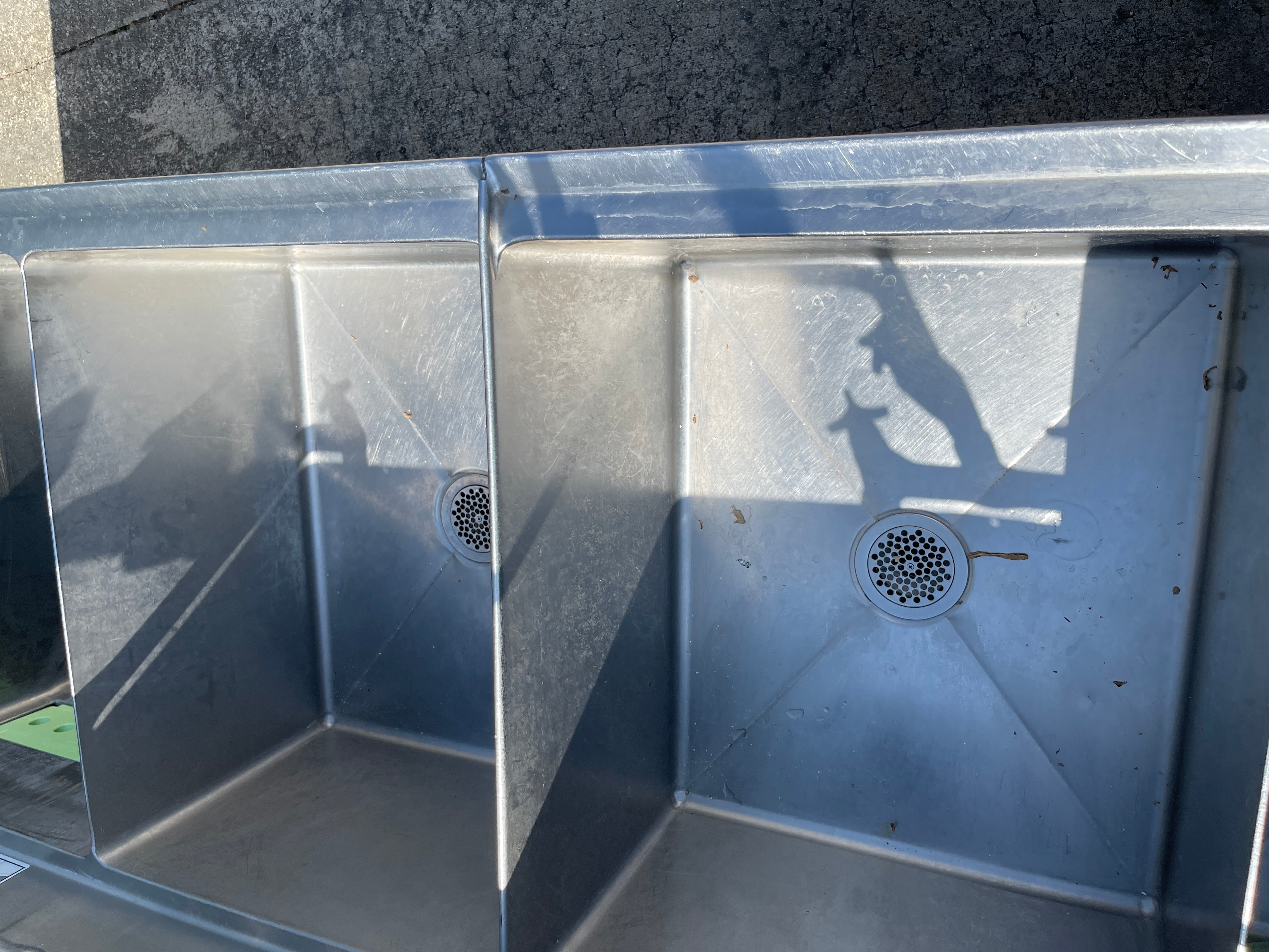 Used 112" Stainless Steel 4 Compartment sink with Produce Soak - FG - SS345