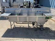 Used 112" Stainless Steel 4 Compartment sink with Produce Soak - FG - SS345