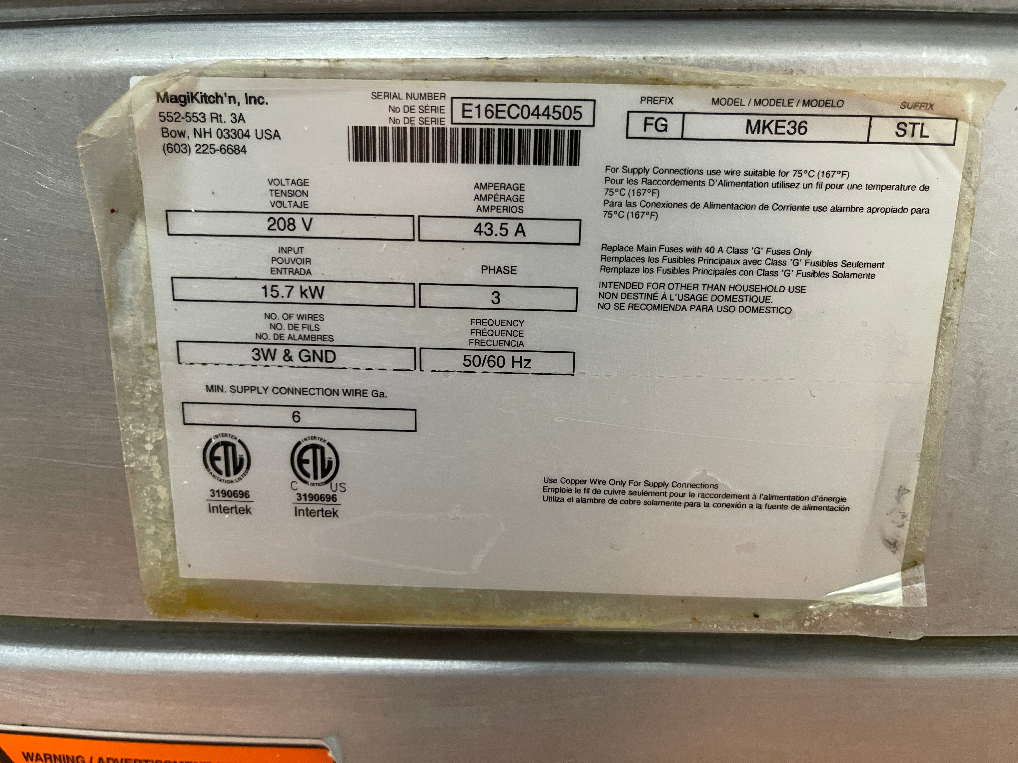 Used 36" MagiKitch'n MKE-36-STL Electric Griddle with Thermostatic Controls 208V, 3 Ph - FG5