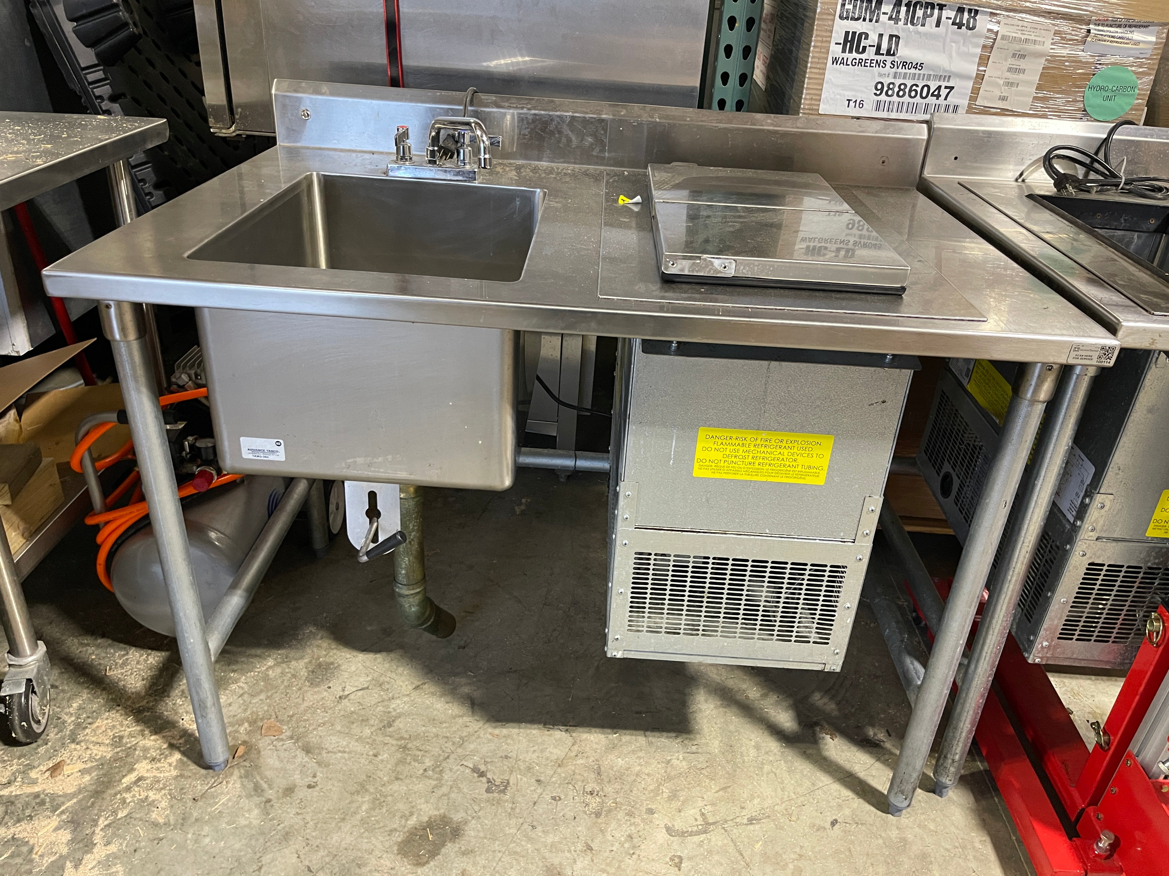 Used 48" Commercial 1 Compartment Sink with Drop In Ice Cream Freezer - TH2