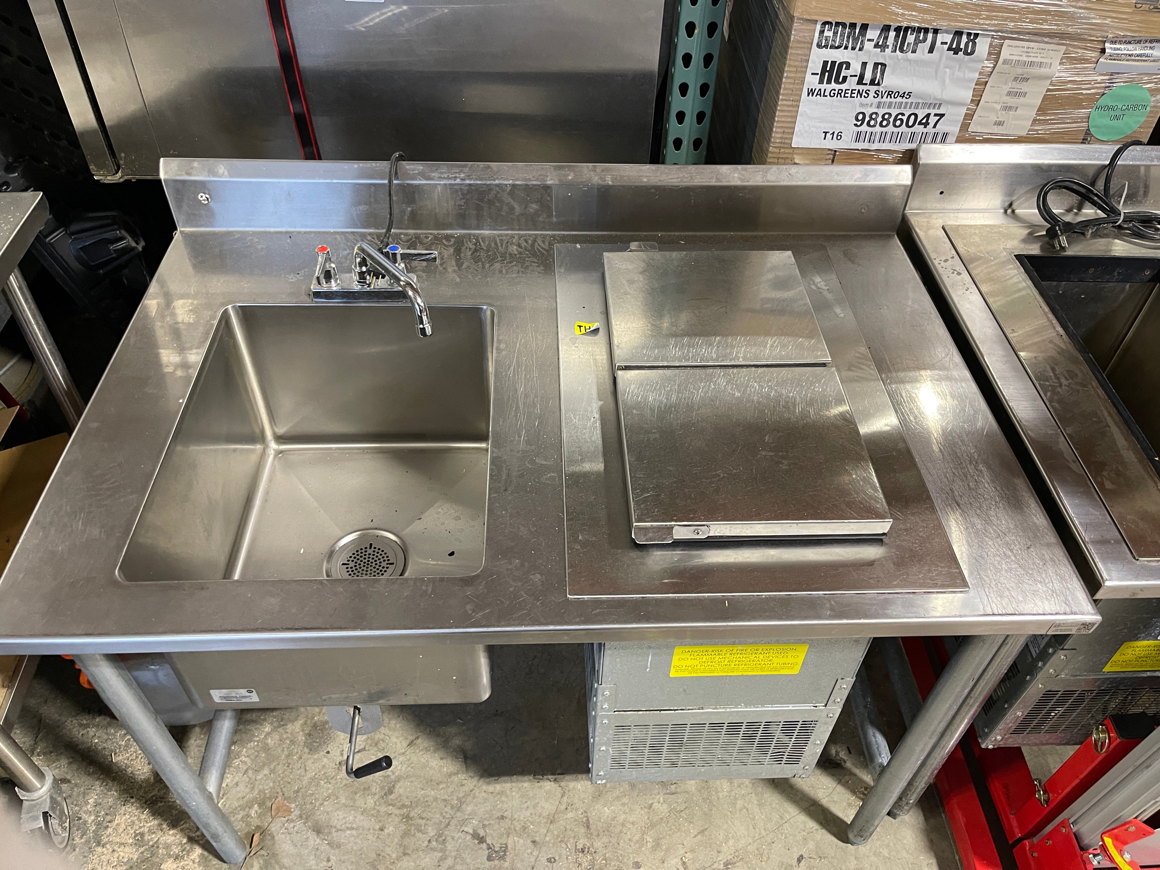 Used 48" Commercial 1 Compartment Sink with Drop In Ice Cream Freezer - TH2