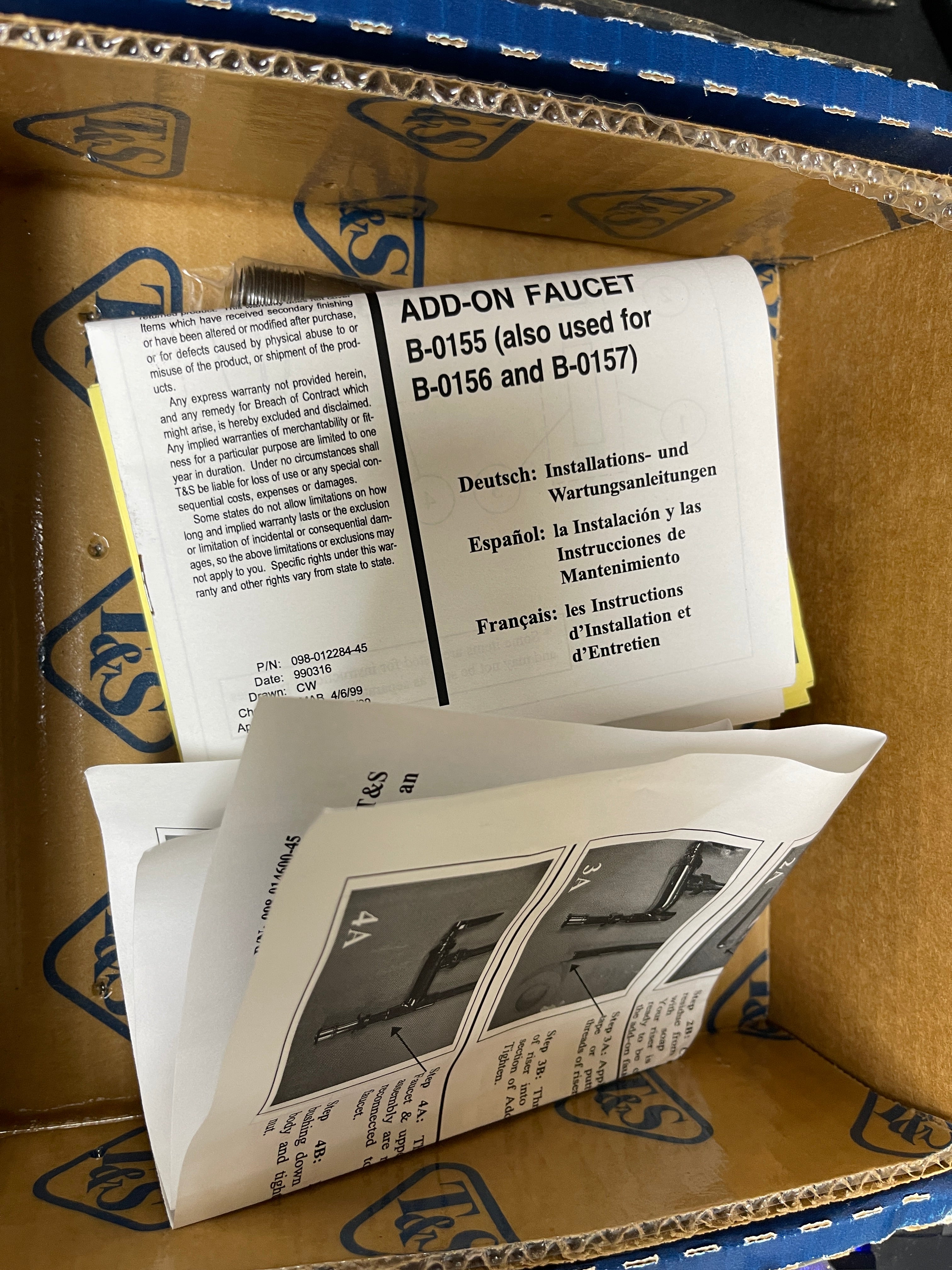 New T&S B-0155-LN Add on Sink Faucet with Lever Handle