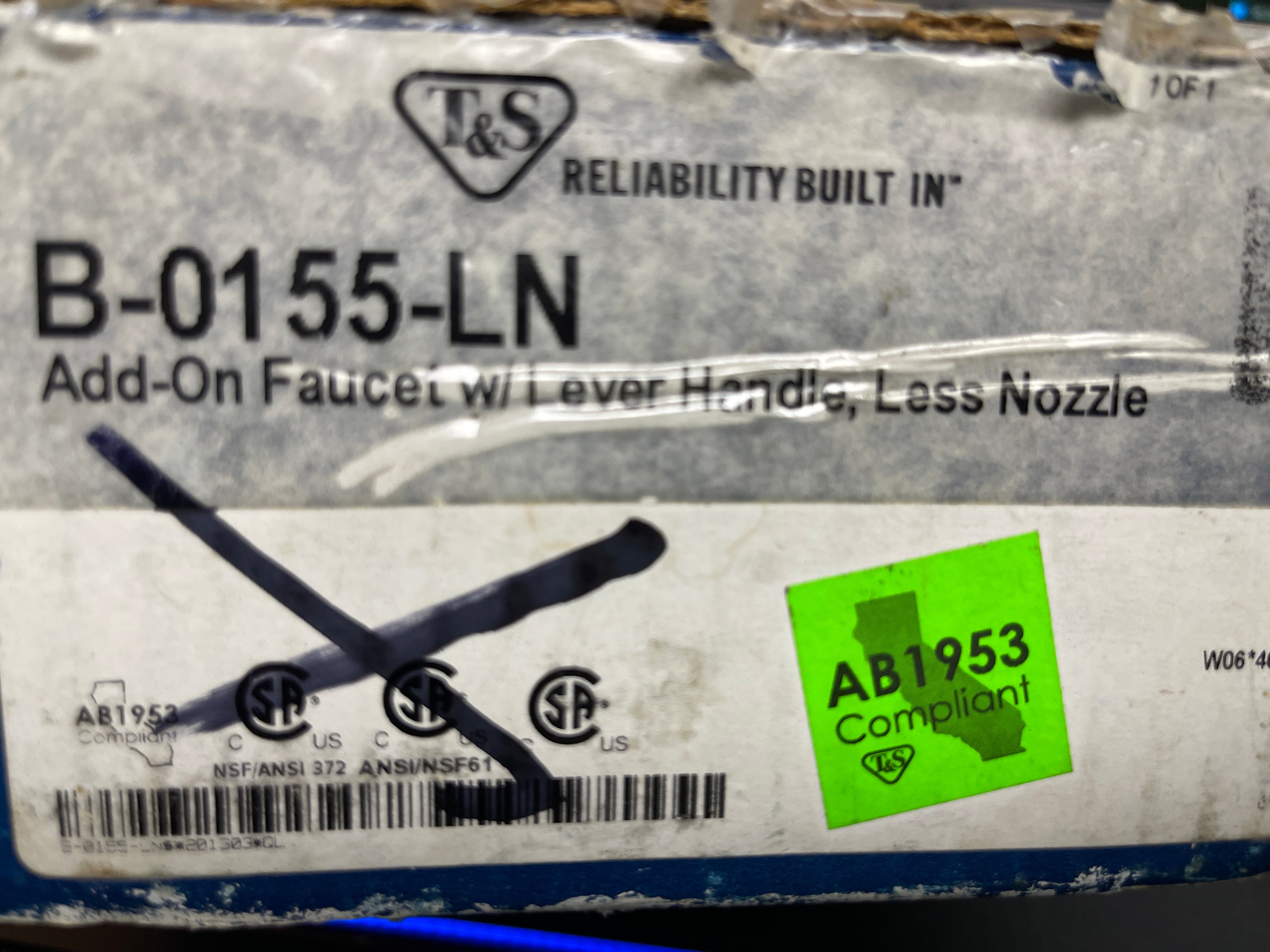 New T&S B-0155-LN Add on Sink Faucet with Lever Handle