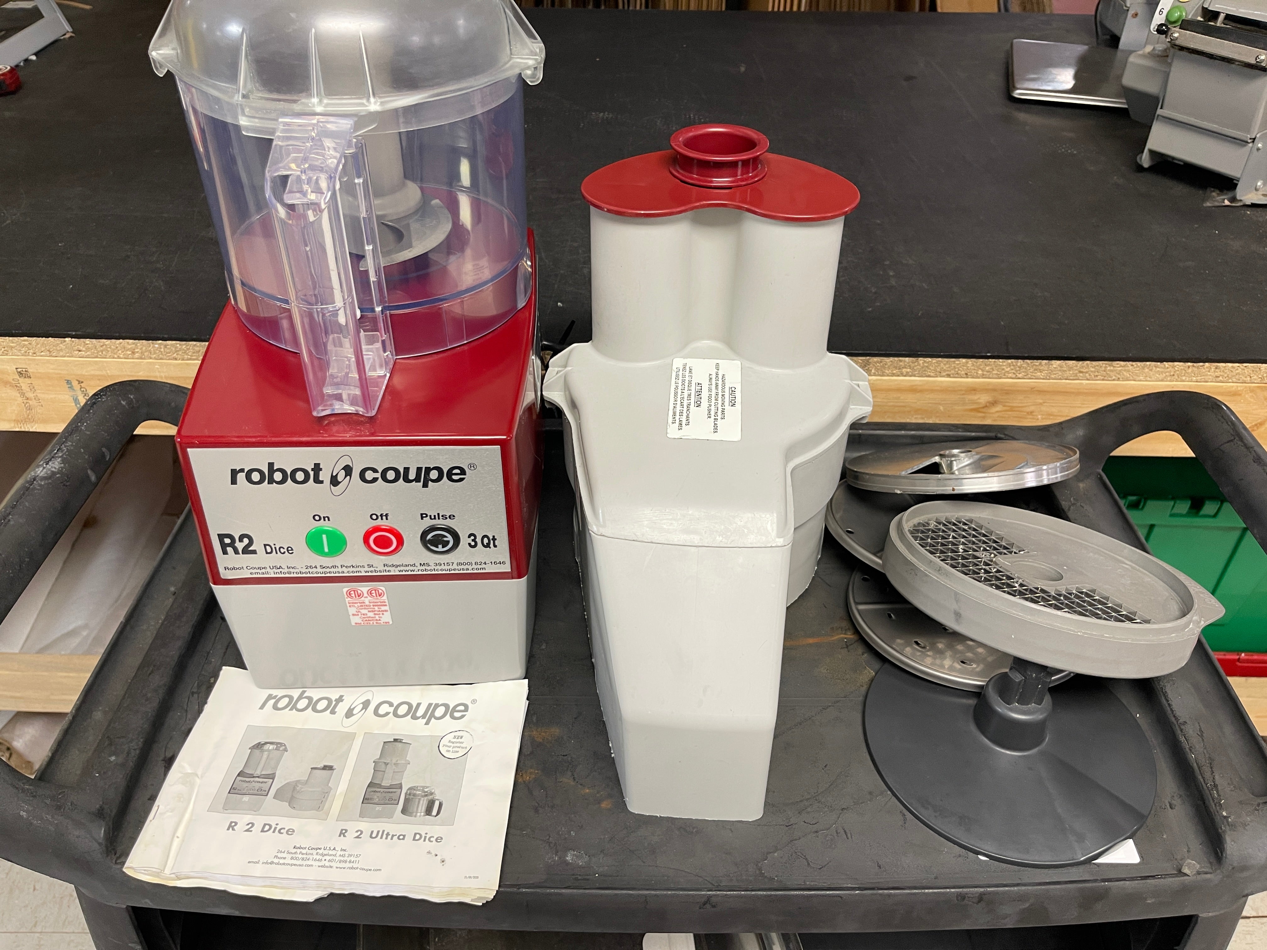 Used Robot Coupe R2 DICE 3qt Food Processor with Continuous Feed and 4 Disc - BB