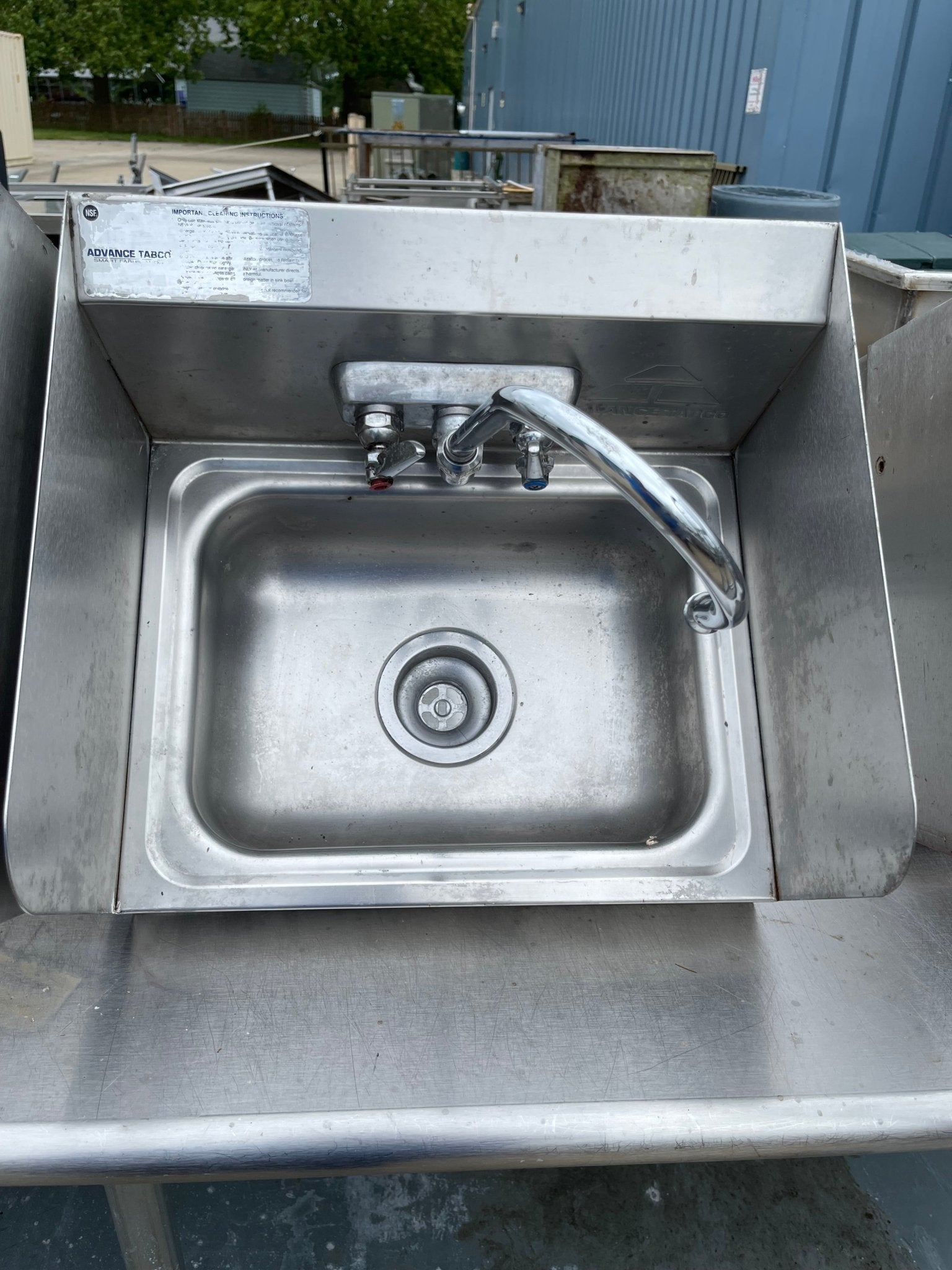 Used Advance Tabco Wall Mounted Stainless Hand Washing Sink - SS7 - Falcon Restaurant Supply - 2