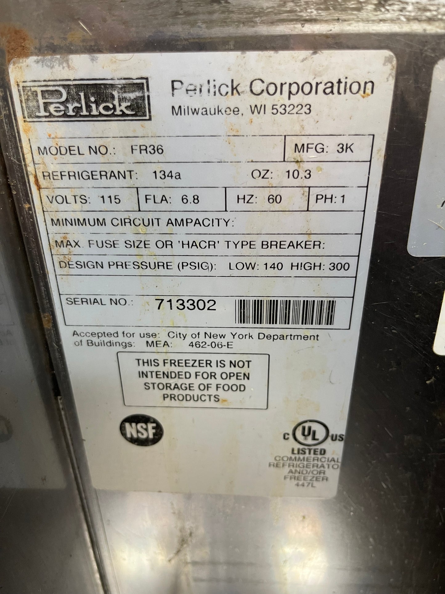 Used Perlick FR36 36" Underbar Glass Froster with Sliding Door 120V