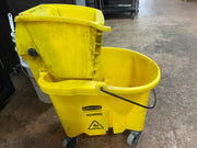 Used Rubbermaid WaveBrake 35 Qt Side-Press Mop Bucket & Wringer Combo on Wheels