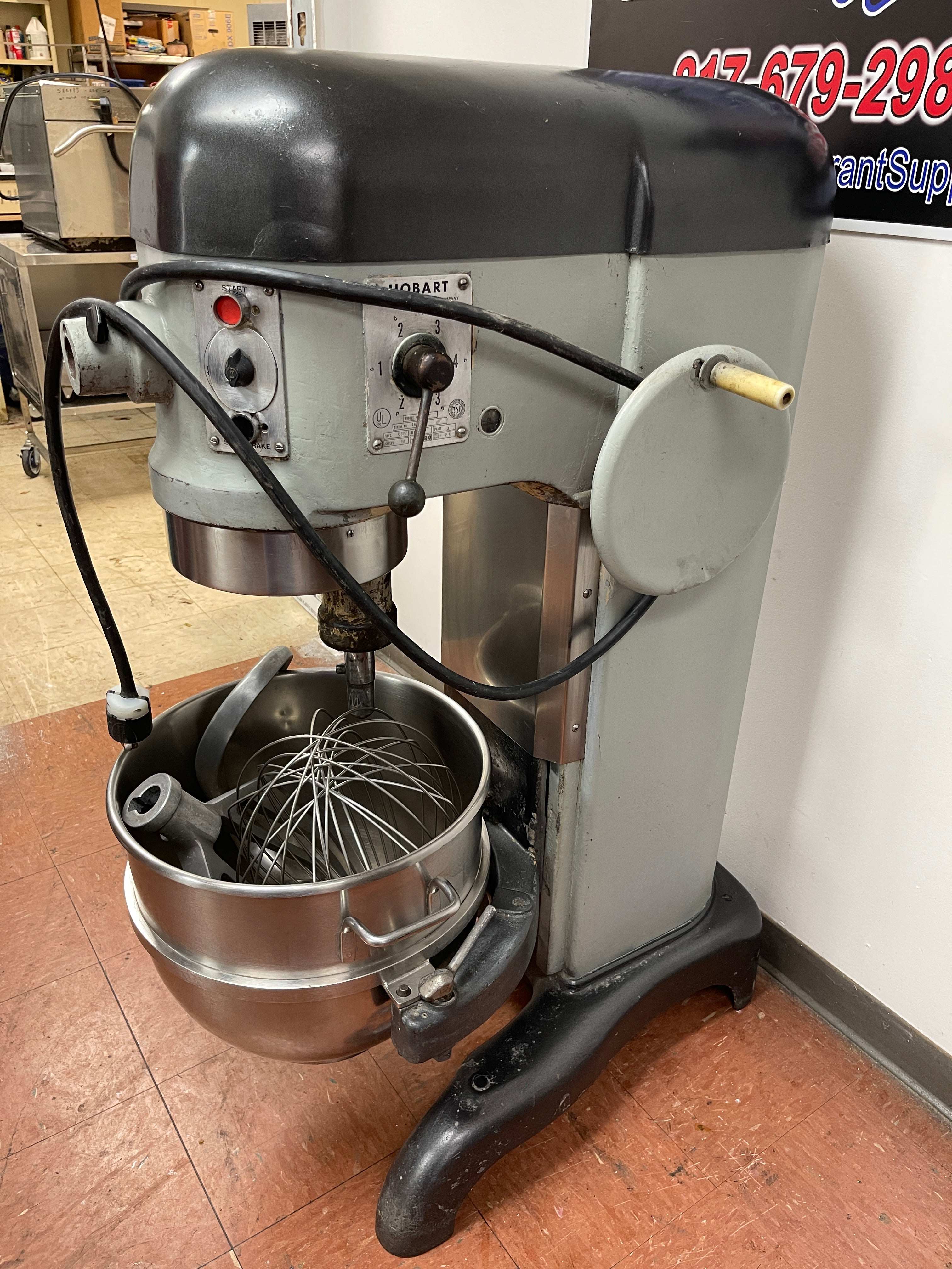 Used Hobart H600T 60qt 4 Speed Floor Mixer with Accessories 220V 3PH - BB