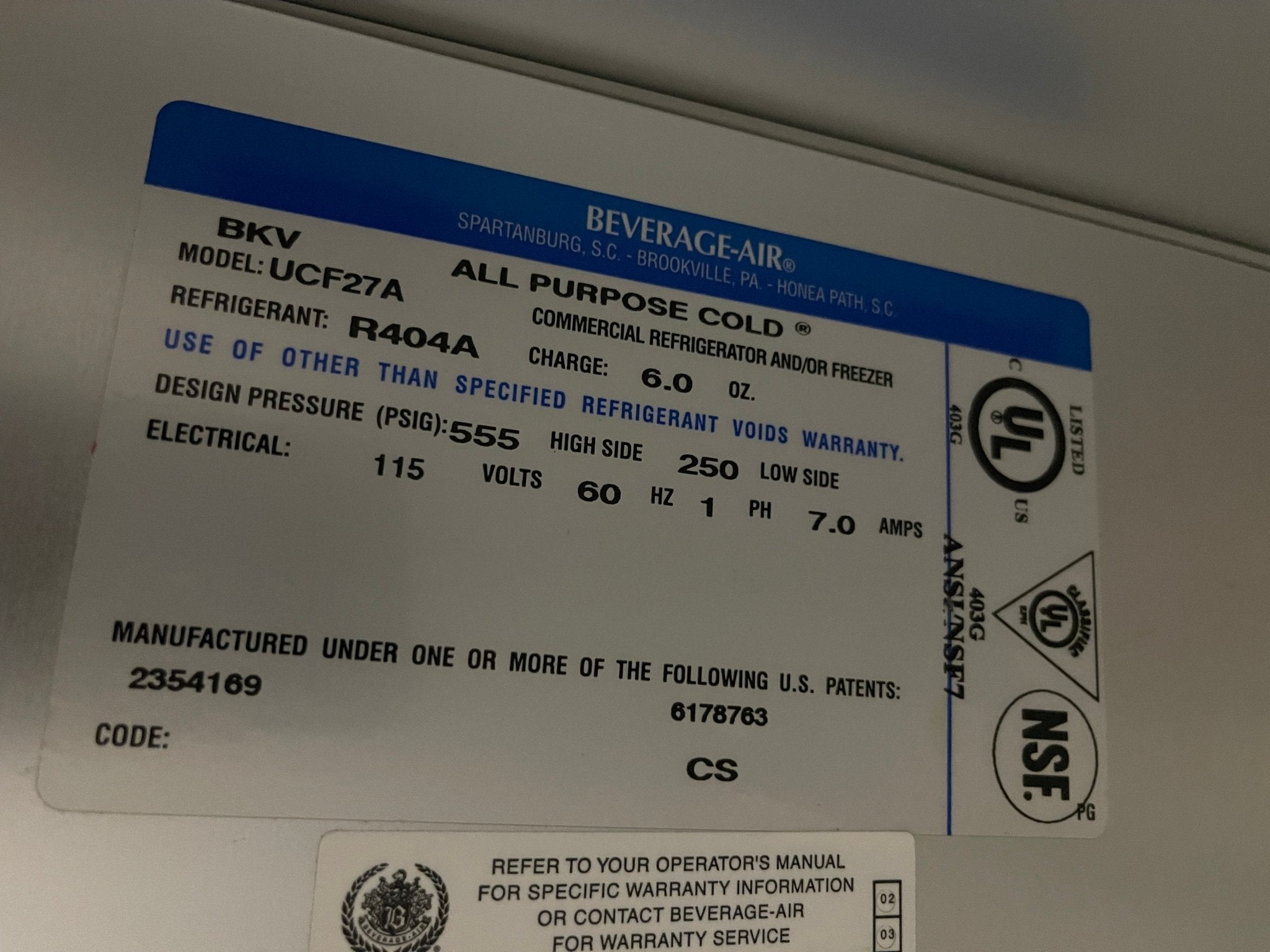 Used 27" Beverage - Air UCF27 Commercial Undercounter Freezer 120V - Falcon Restaurant Supply - 10