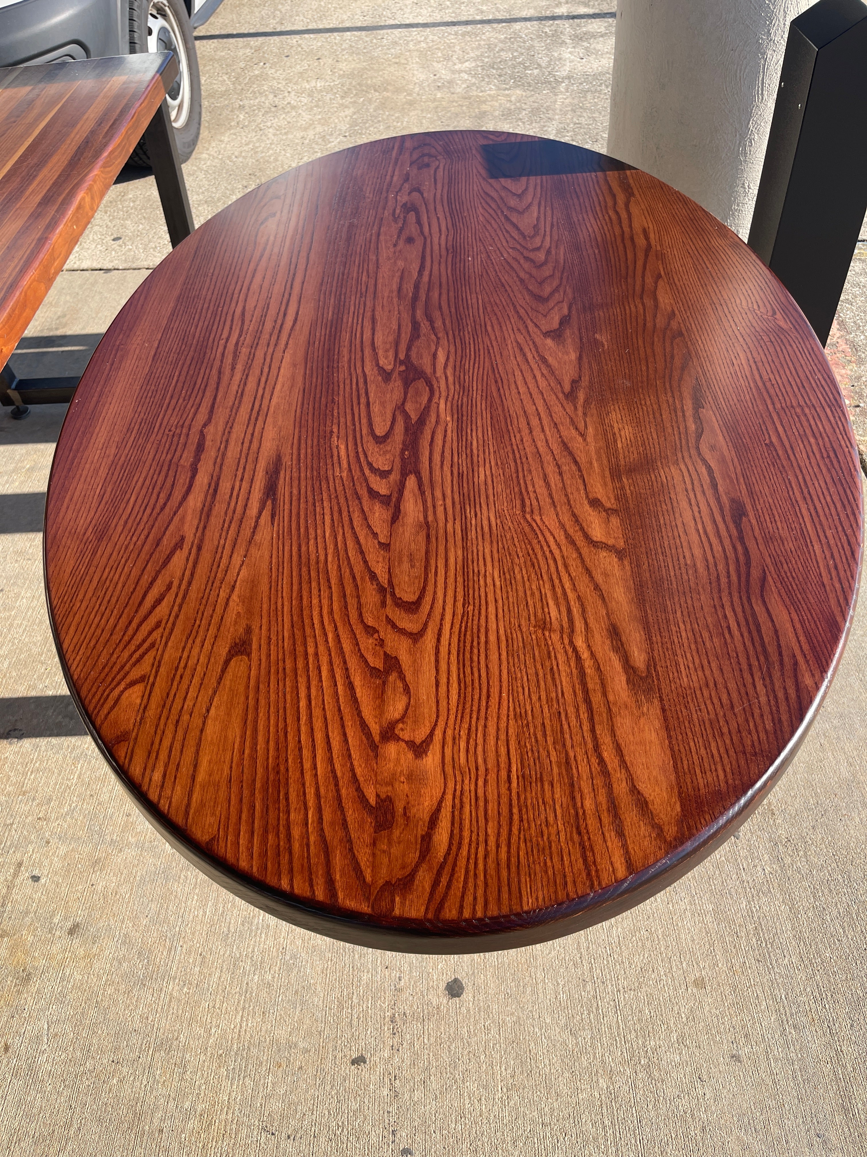 Used 60"X 38" Oval Wood Table with Metal Base - SS355 - SB2