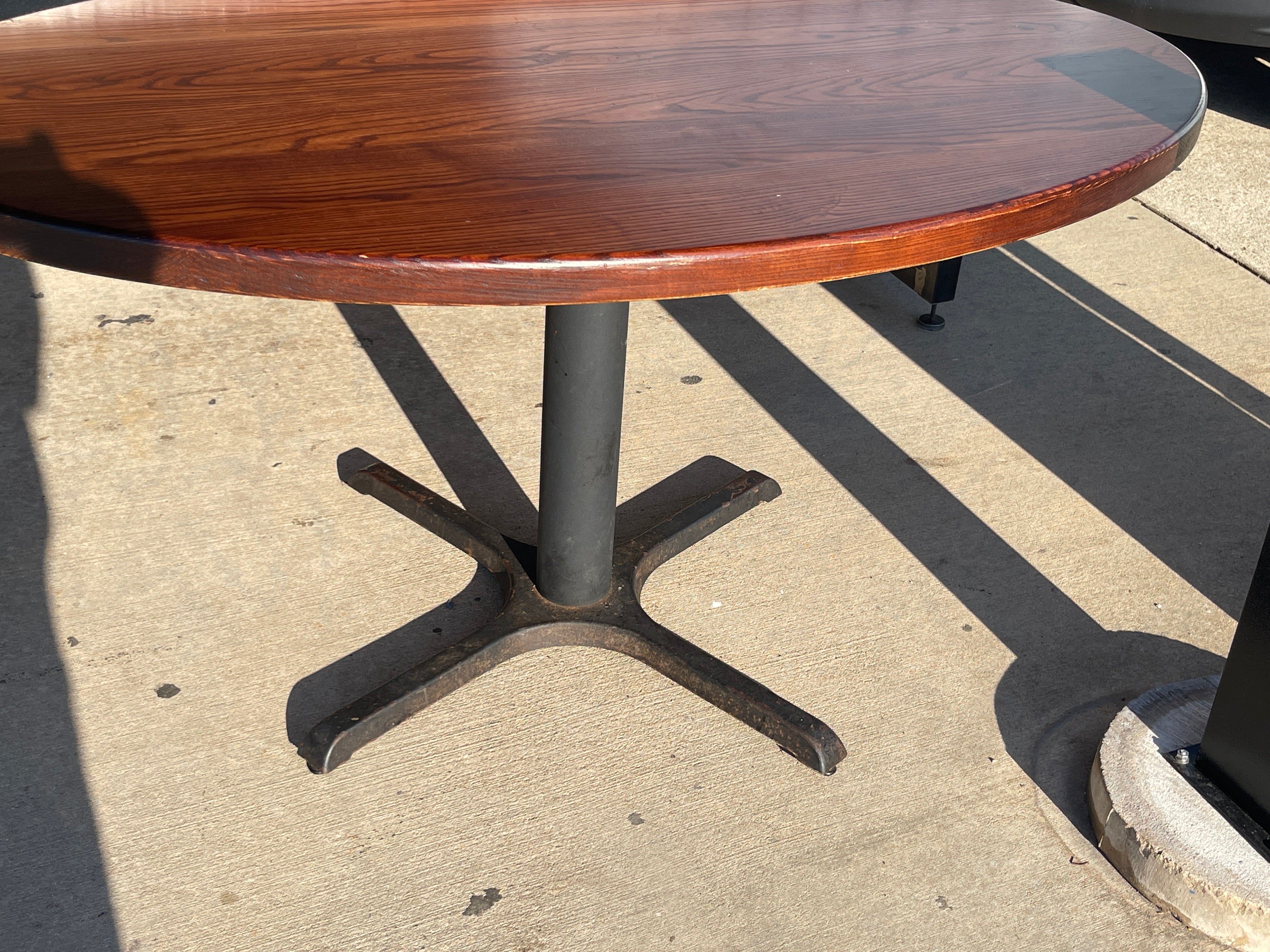Used 60"X 38" Oval Wood Table with Metal Base - SS355 - SB2