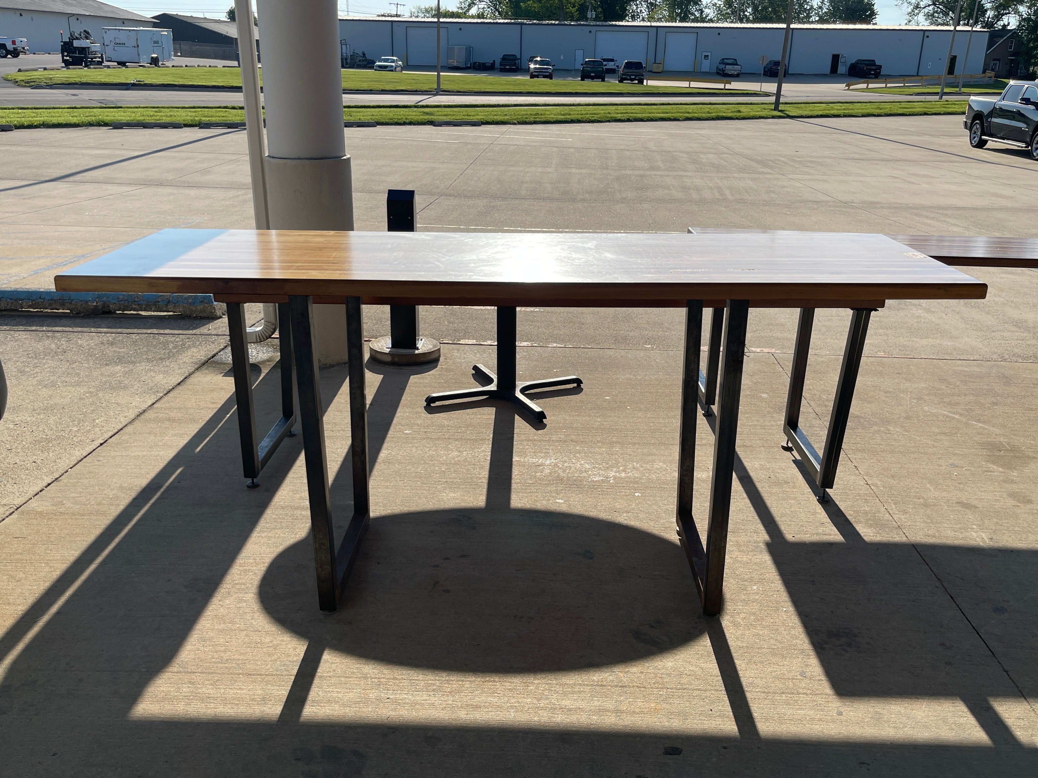 Used 96"X 30" Wood Table with Metal Base - SS358 - SB2