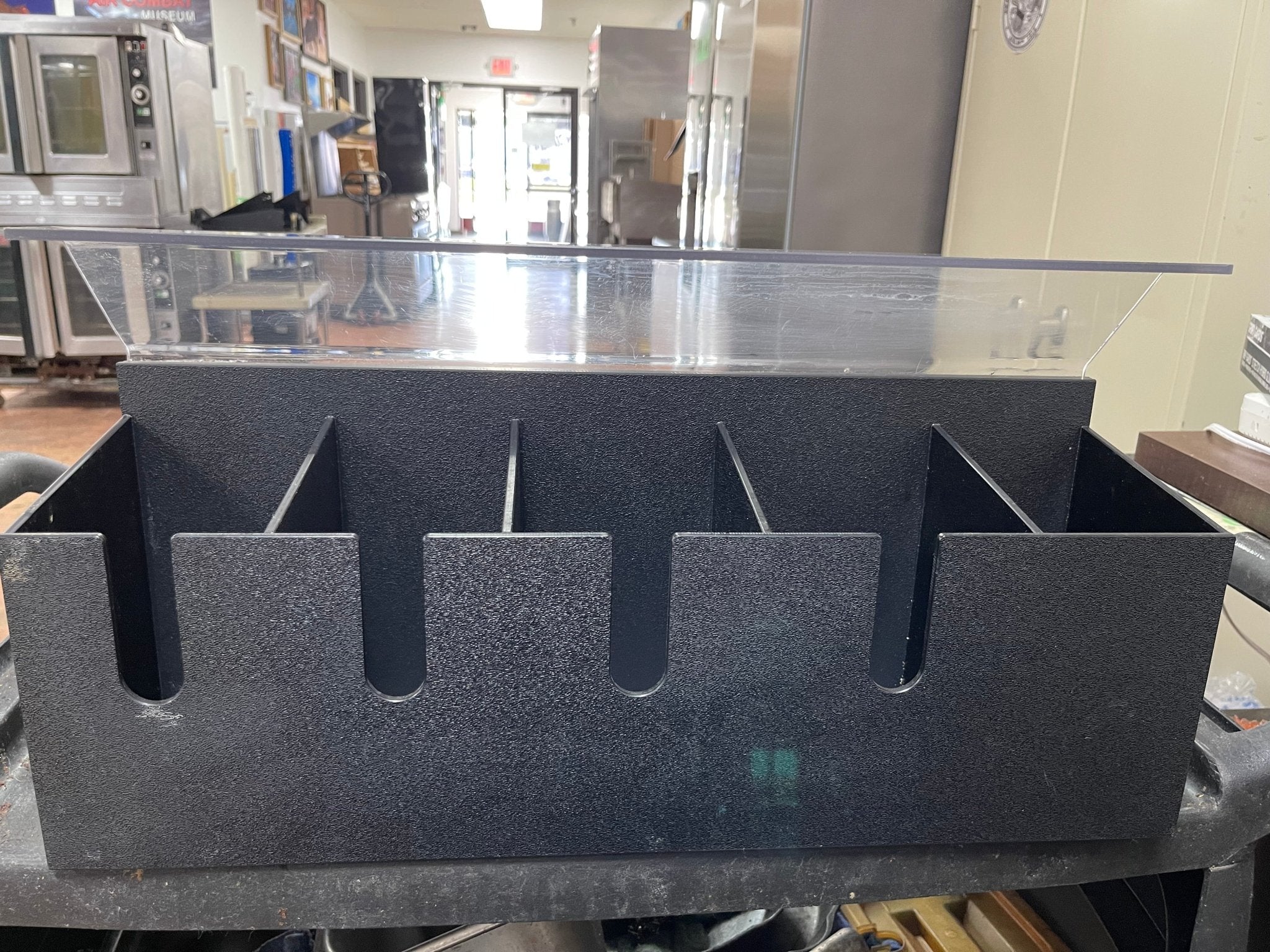 Used 5 Compartment Drink Lid and Straw Organizer - Falcon Restaurant Supply - 1