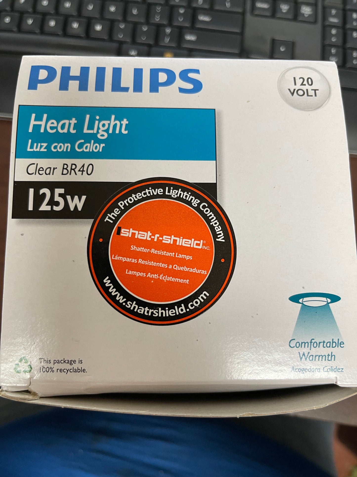 Philips BR40 Clear Heat Light 125W Medium Base.