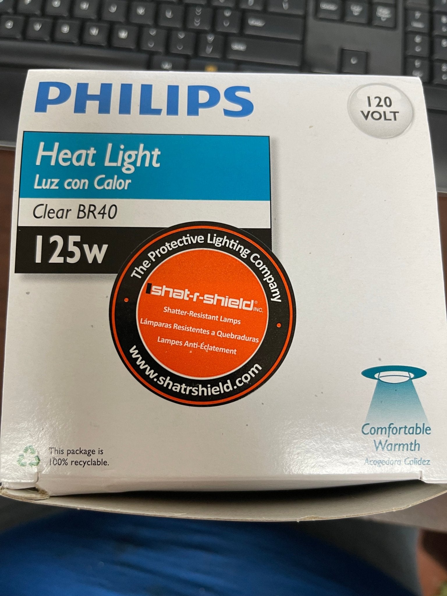 New Philips BR40 Clear Heat Light 125W Medium Base.