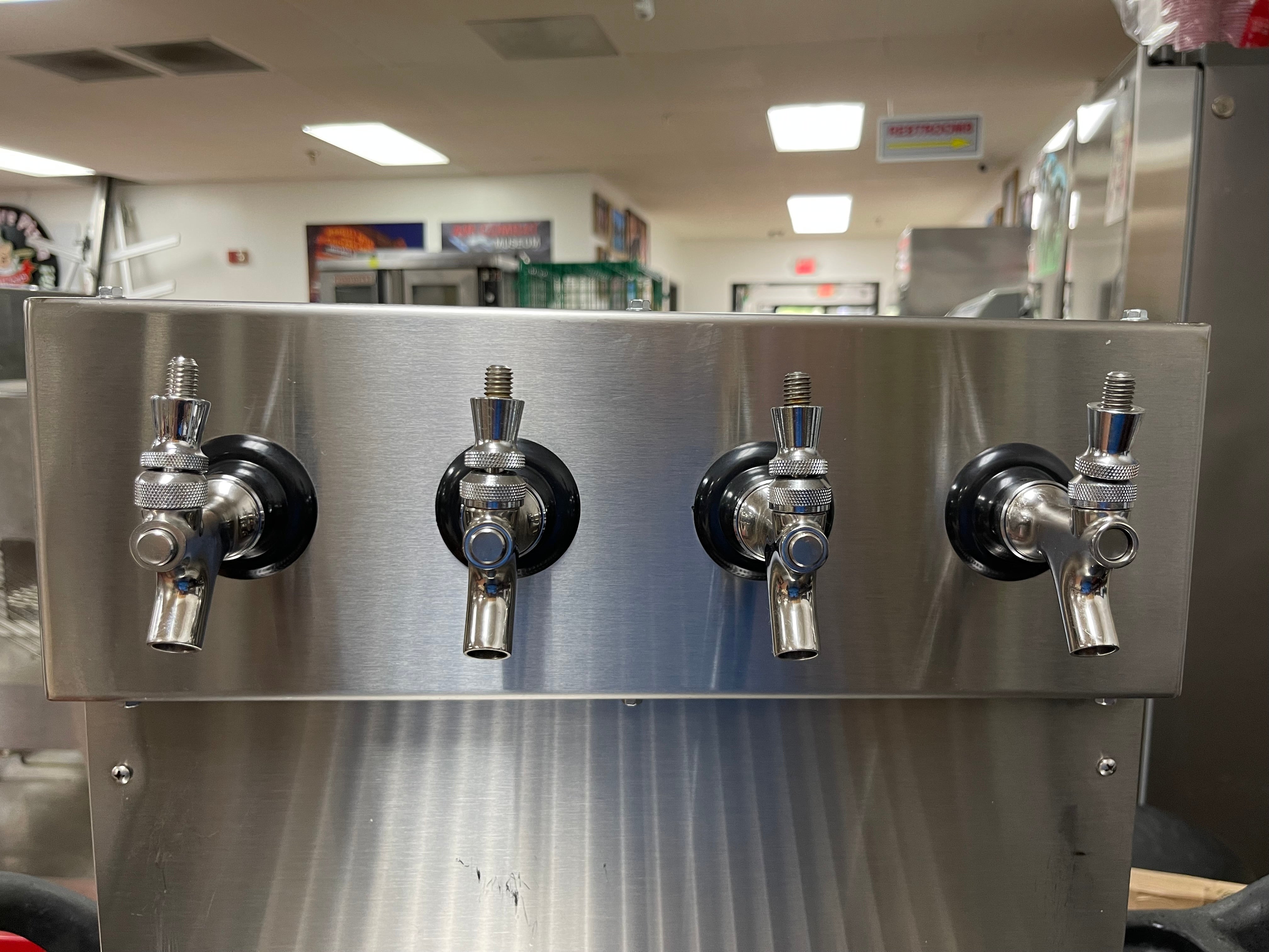 Used Stainless Steel 4 Tap Wall Mount Beer Dispenser with Drain