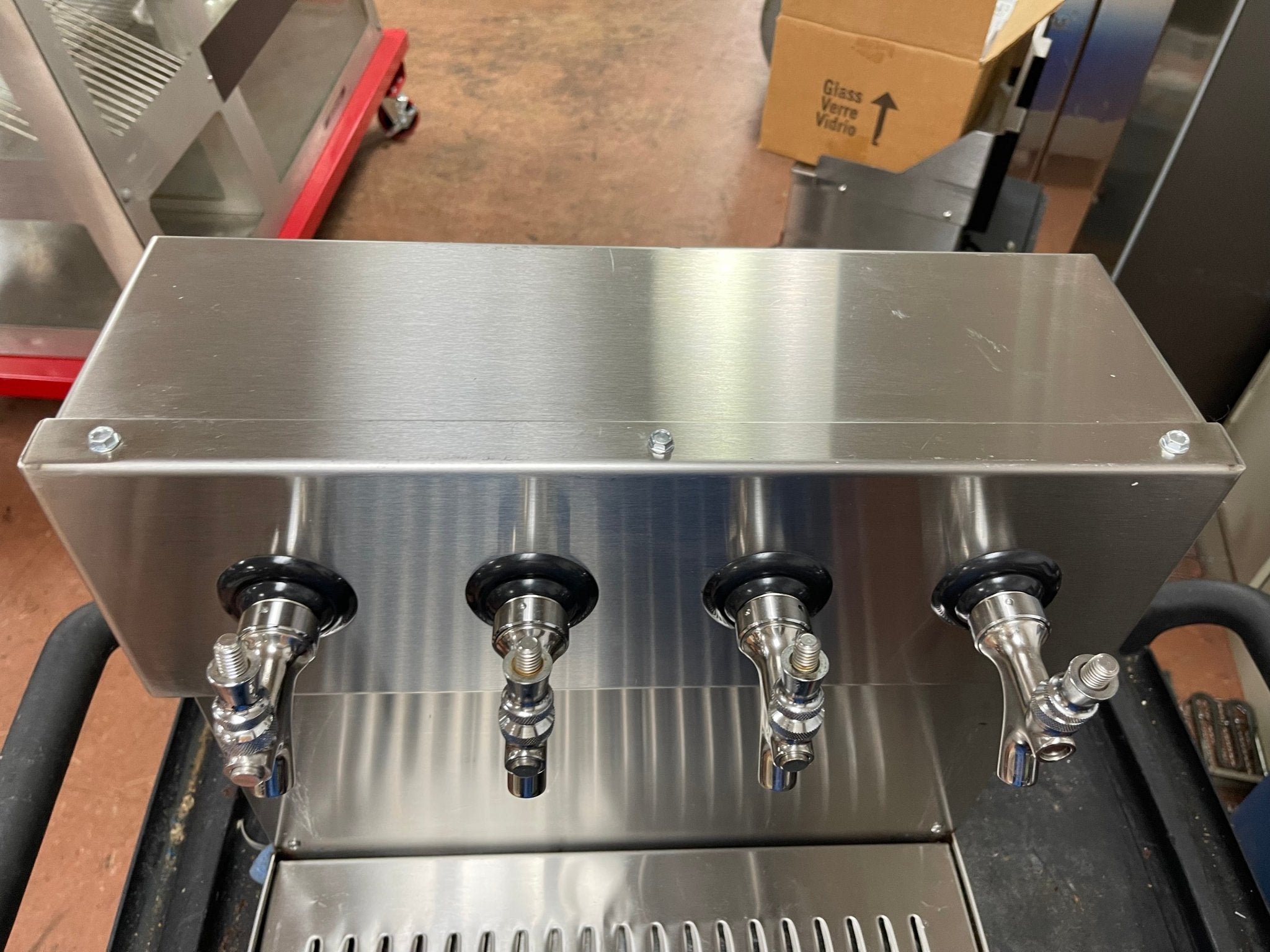 Used Stainless Steel 4 Tap Wall Mount Beer Dispenser with Drain - Falcon Restaurant Supply - 4